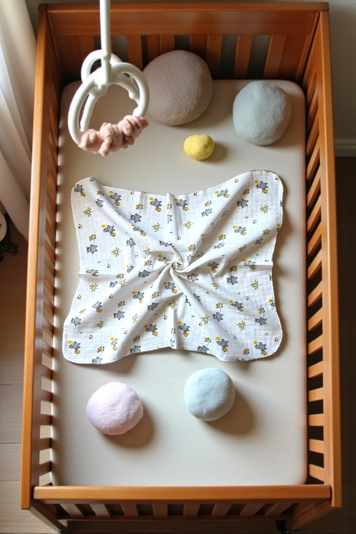 Minika Çok Amaçlı Müslin Örtü Gri Ayıcık 80 x 90 Cm