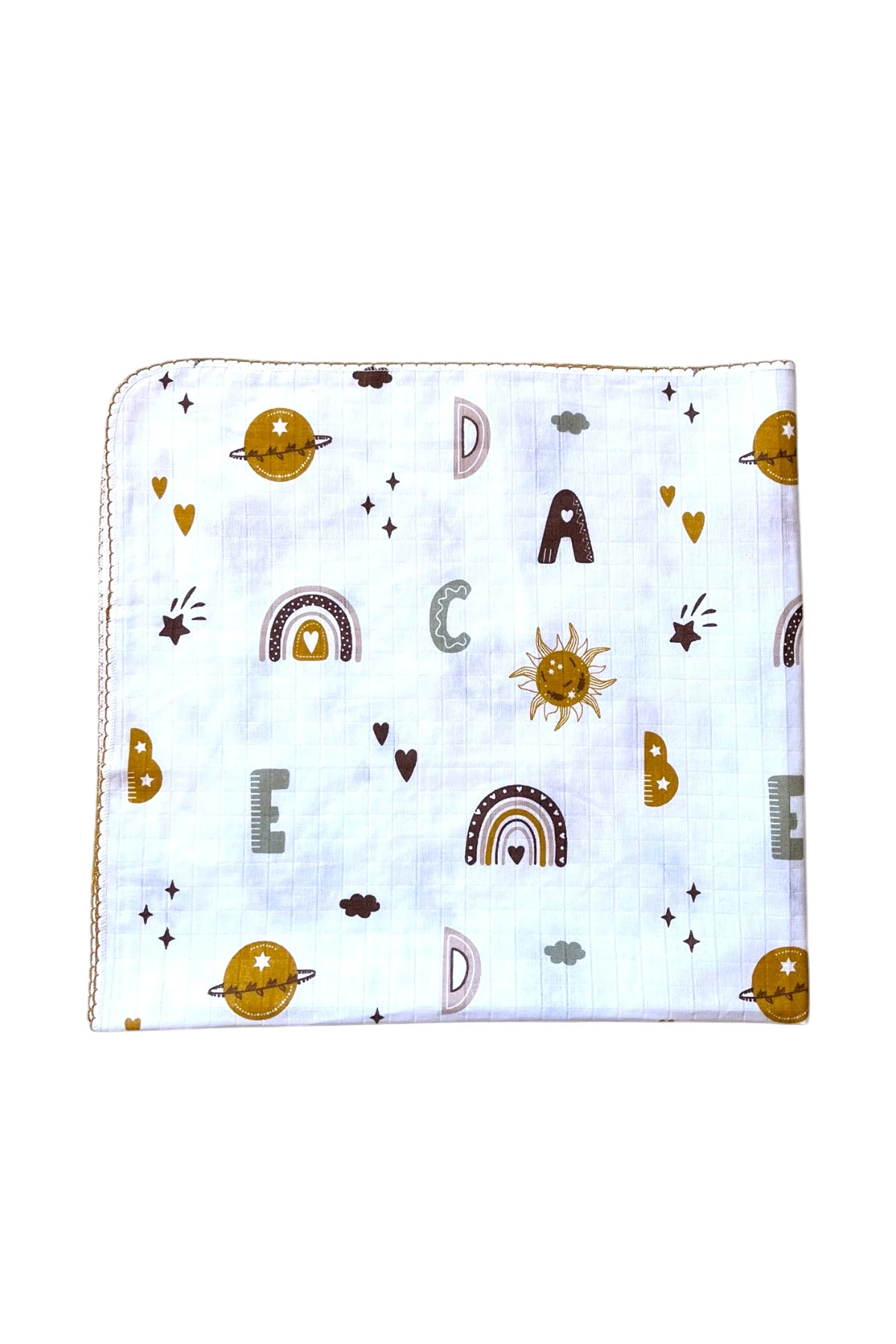 Minika Çok Amaçlı Müslin Örtü Harfler 80 x 90 Cm