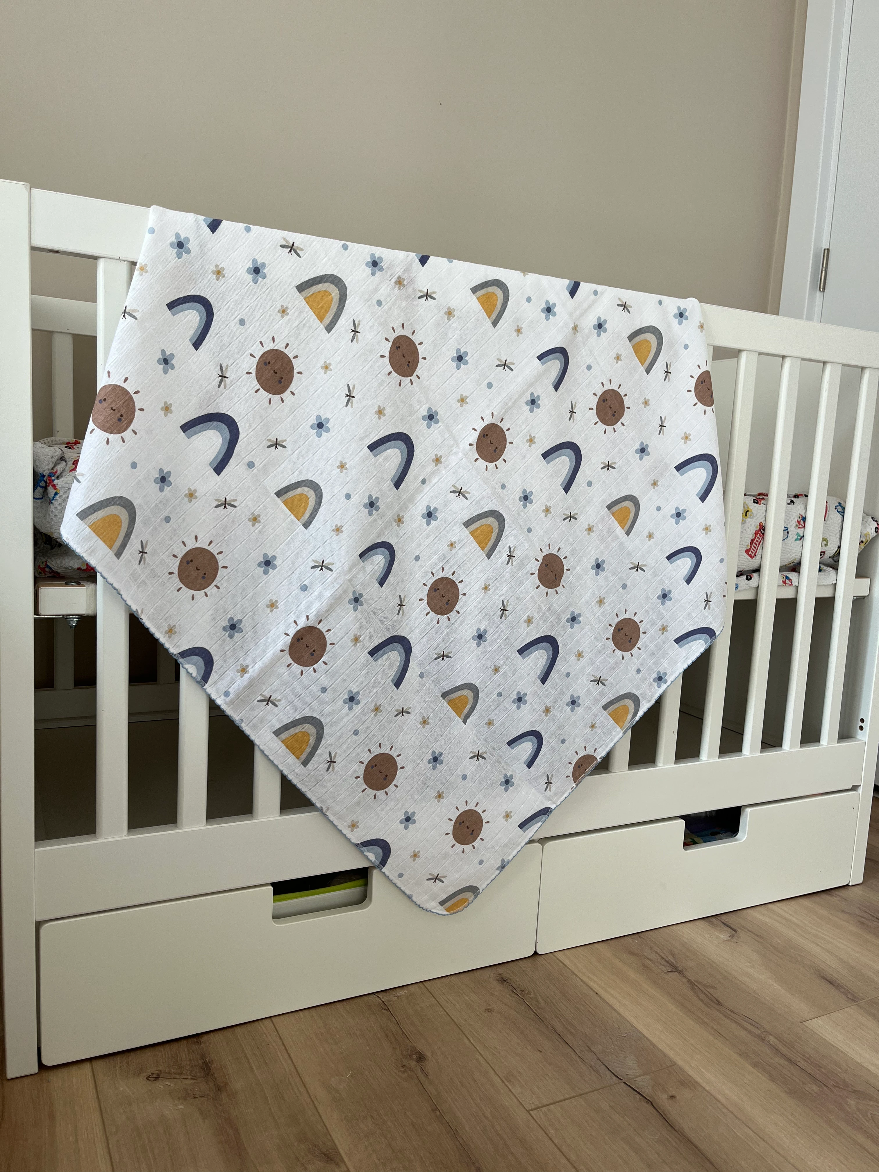 Minika Çok Amaçlı Müslin Örtü Mavi Güneş 80 x 90