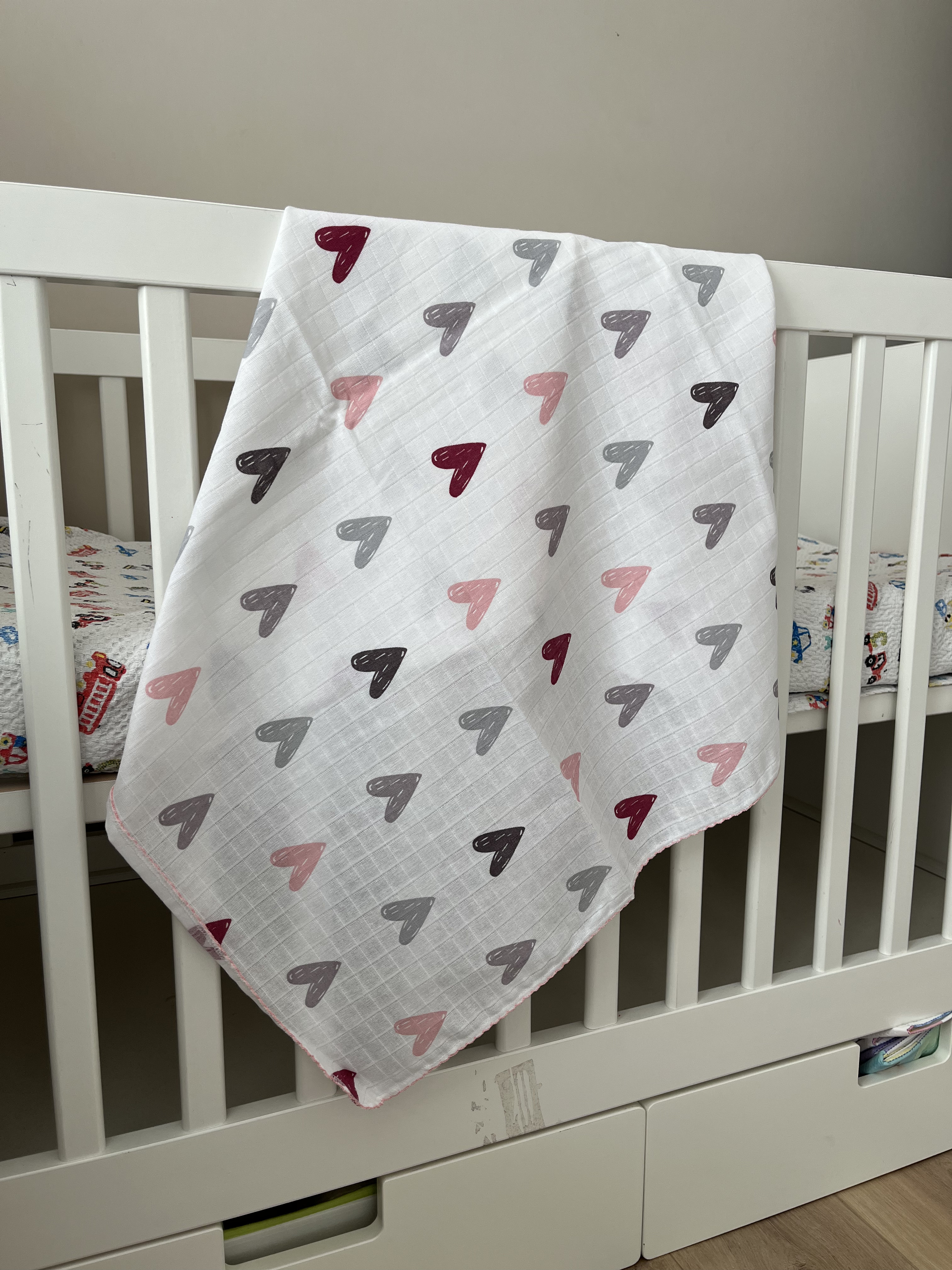 Minika Çok Amaçlı Müslin Örtü Kalp 80x90