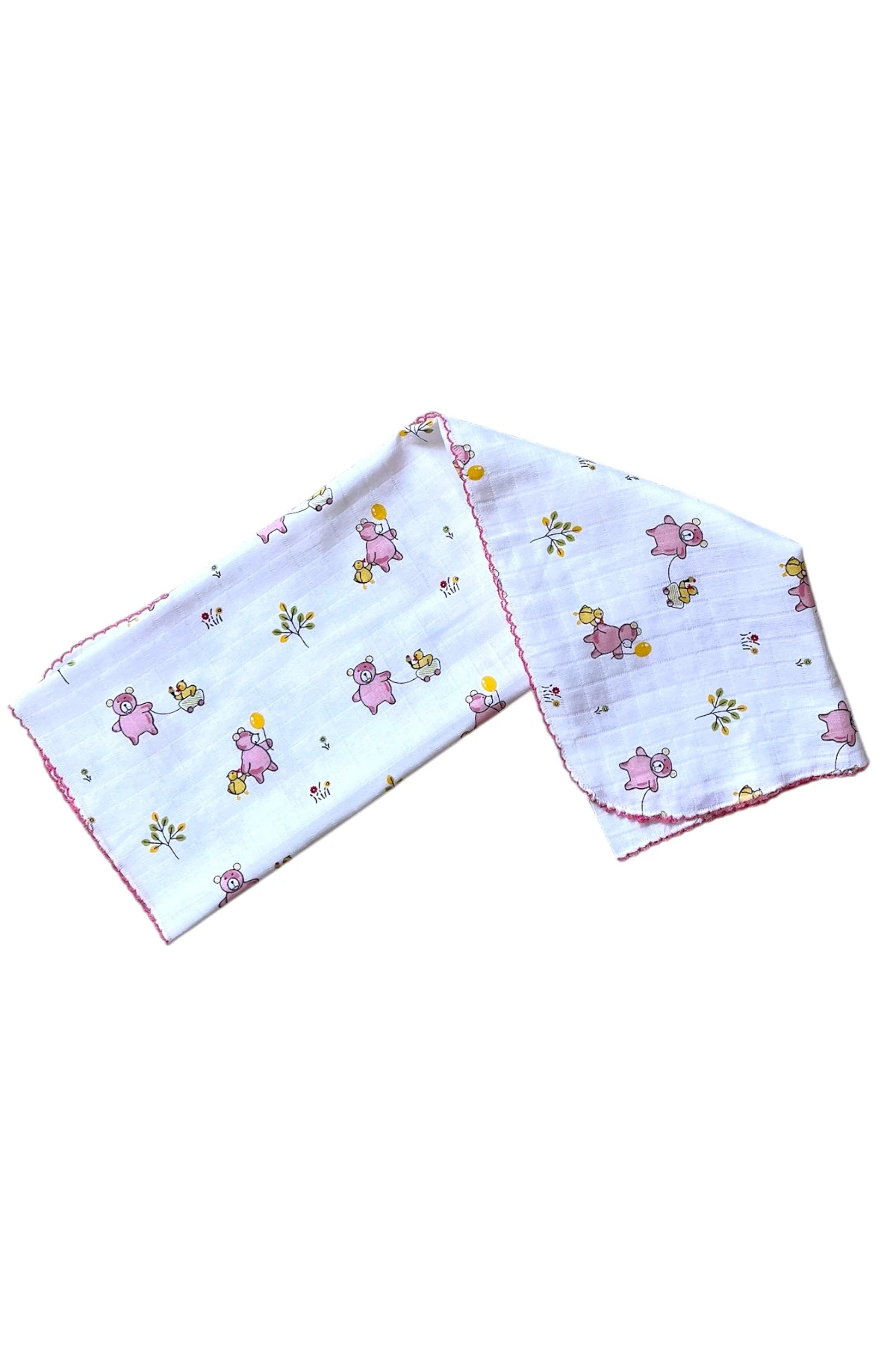 Minika Çok Amaçlı Müslin Örtü Pembe Ayıcık 80 x 90 Cm