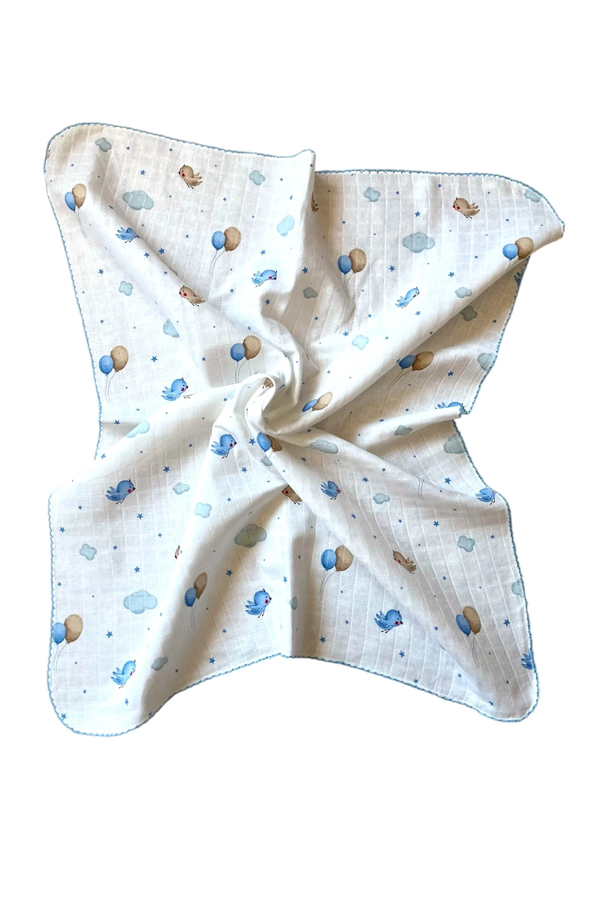 Minika Çok Amaçlı Müslin Örtü Mavi Kuş 80 x 90