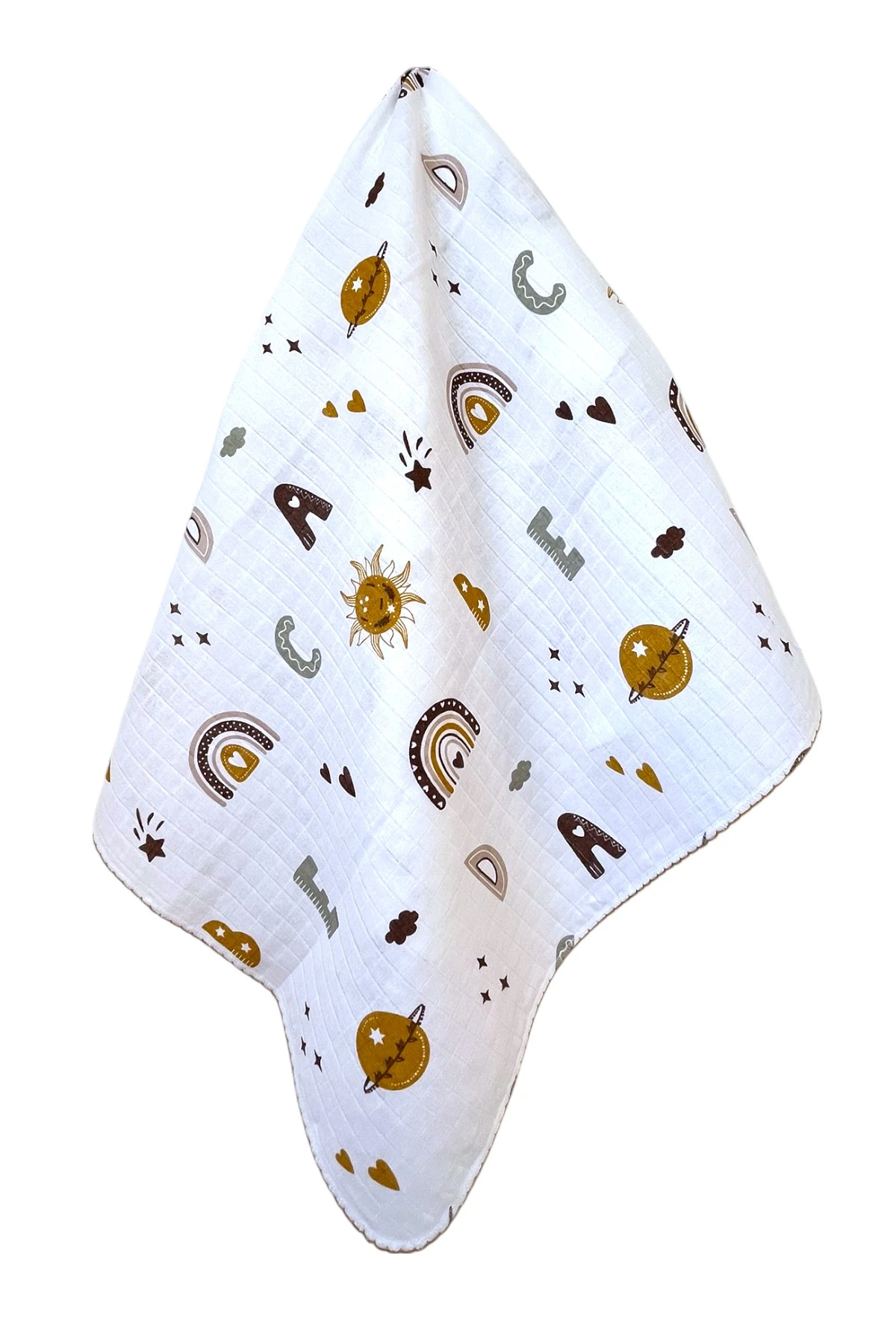 Minika Çok Amaçlı Müslin Örtü Harfler 80 x 90 Cm