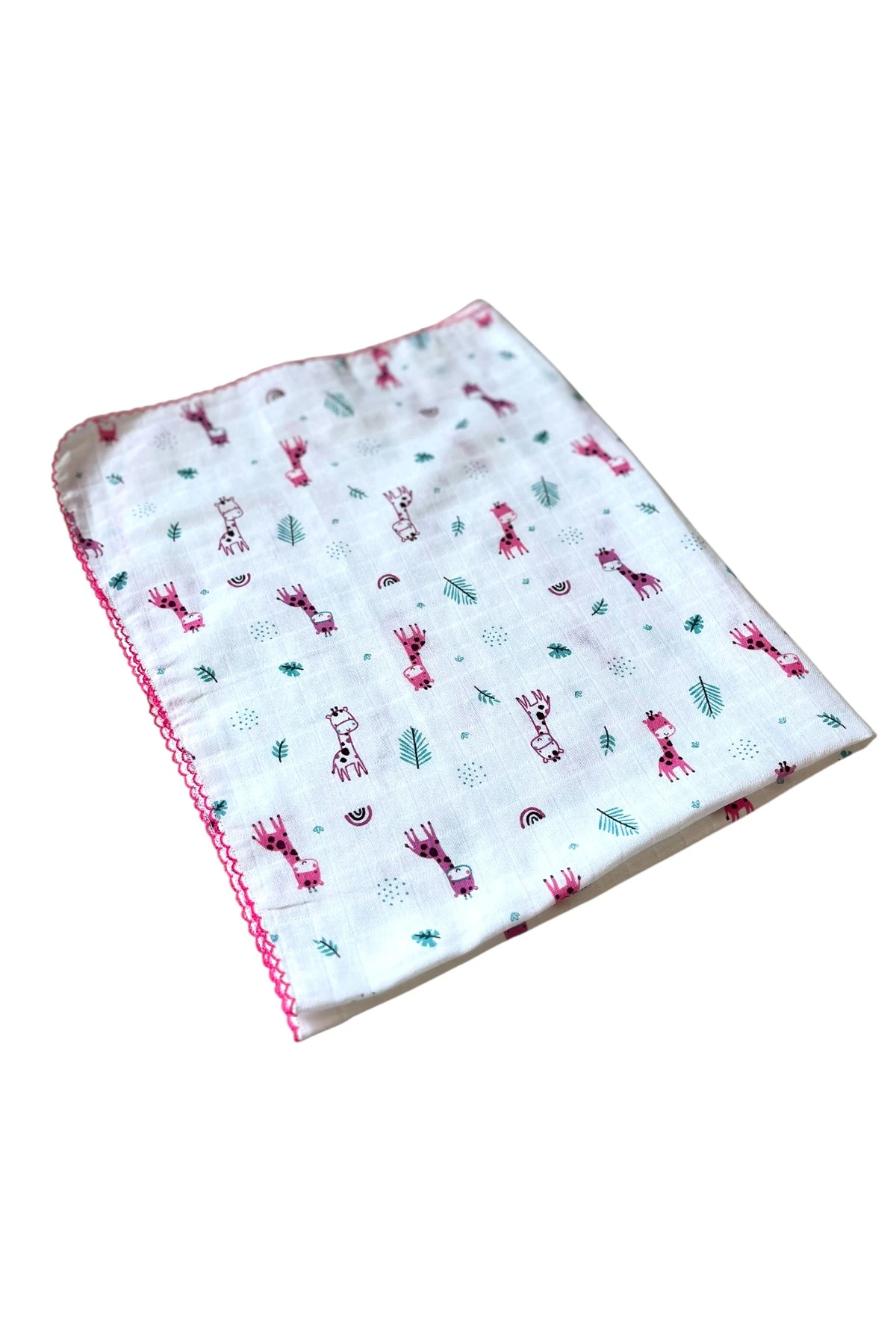 Minika Çok Amaçlı Müslin Örtü Pembe Zürafa 80 x 90 Cm