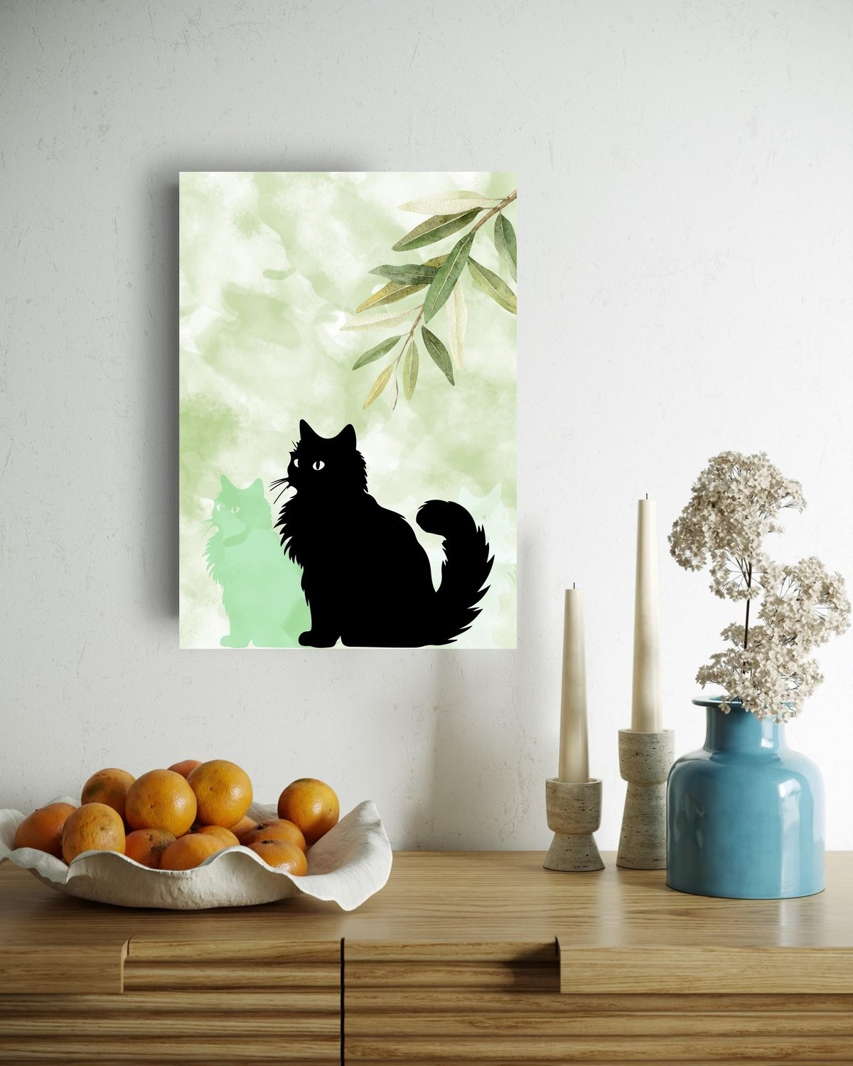 Cat Under Olive Branch