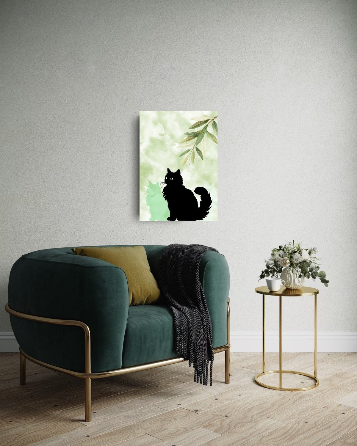 Cat Under Olive Branch