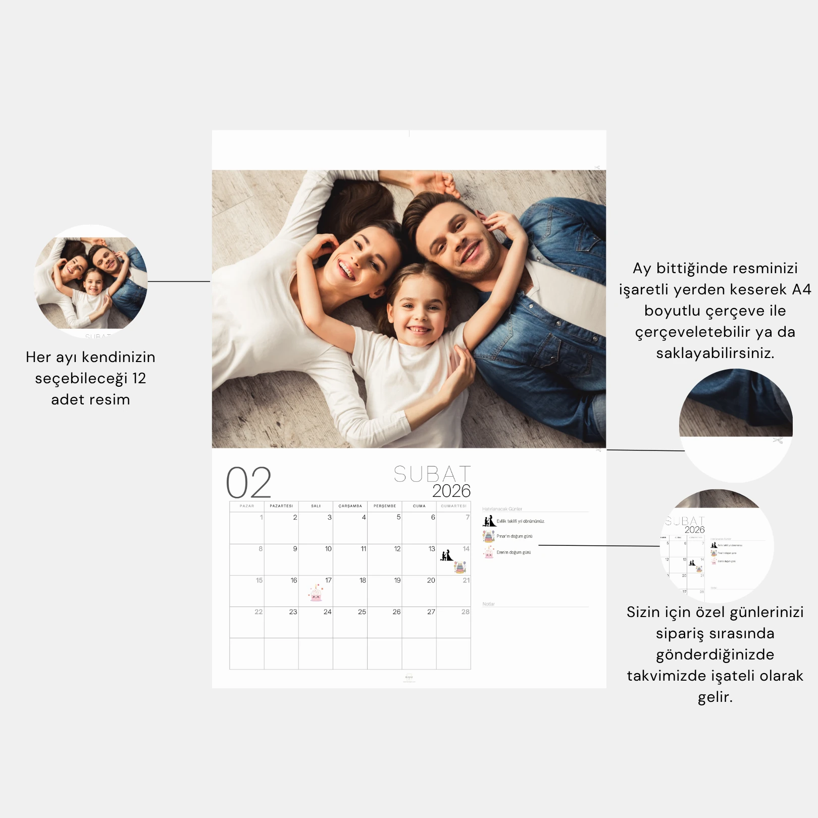 Humay Art 2026 Özel Kişiselleştirilebilir Takvimi