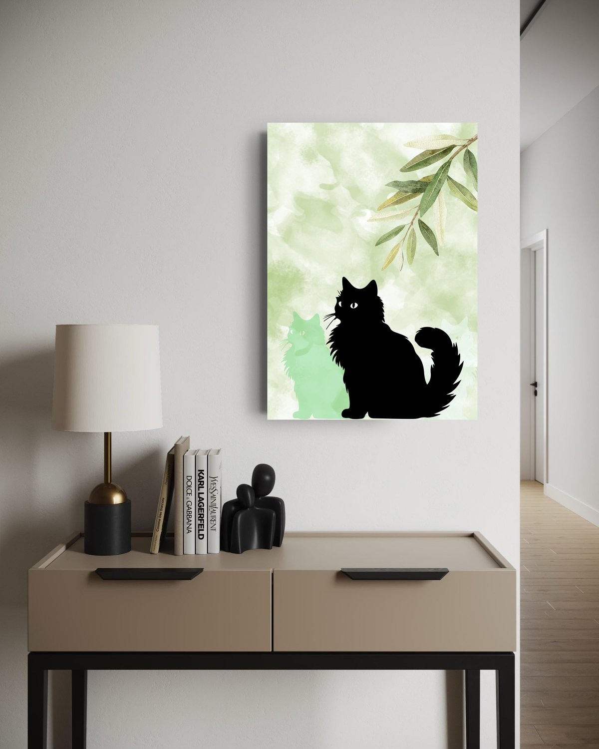 Cat Under Olive Branch
