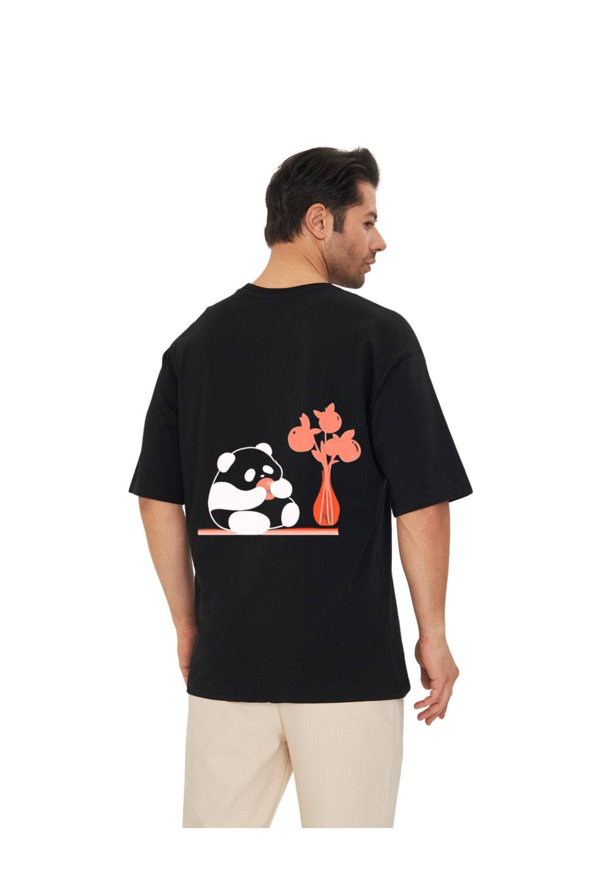 Kawai&Couple Oversize Sevimli Panda Tasarımı Unisex T-shirt