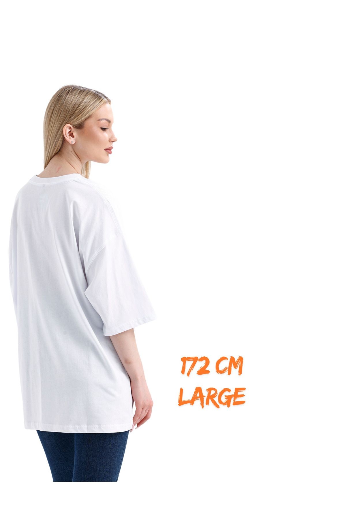 Digital Baskı Dtf %100 Pamuklu Oversize Never Look Back Yazısı Baskılı Tişört