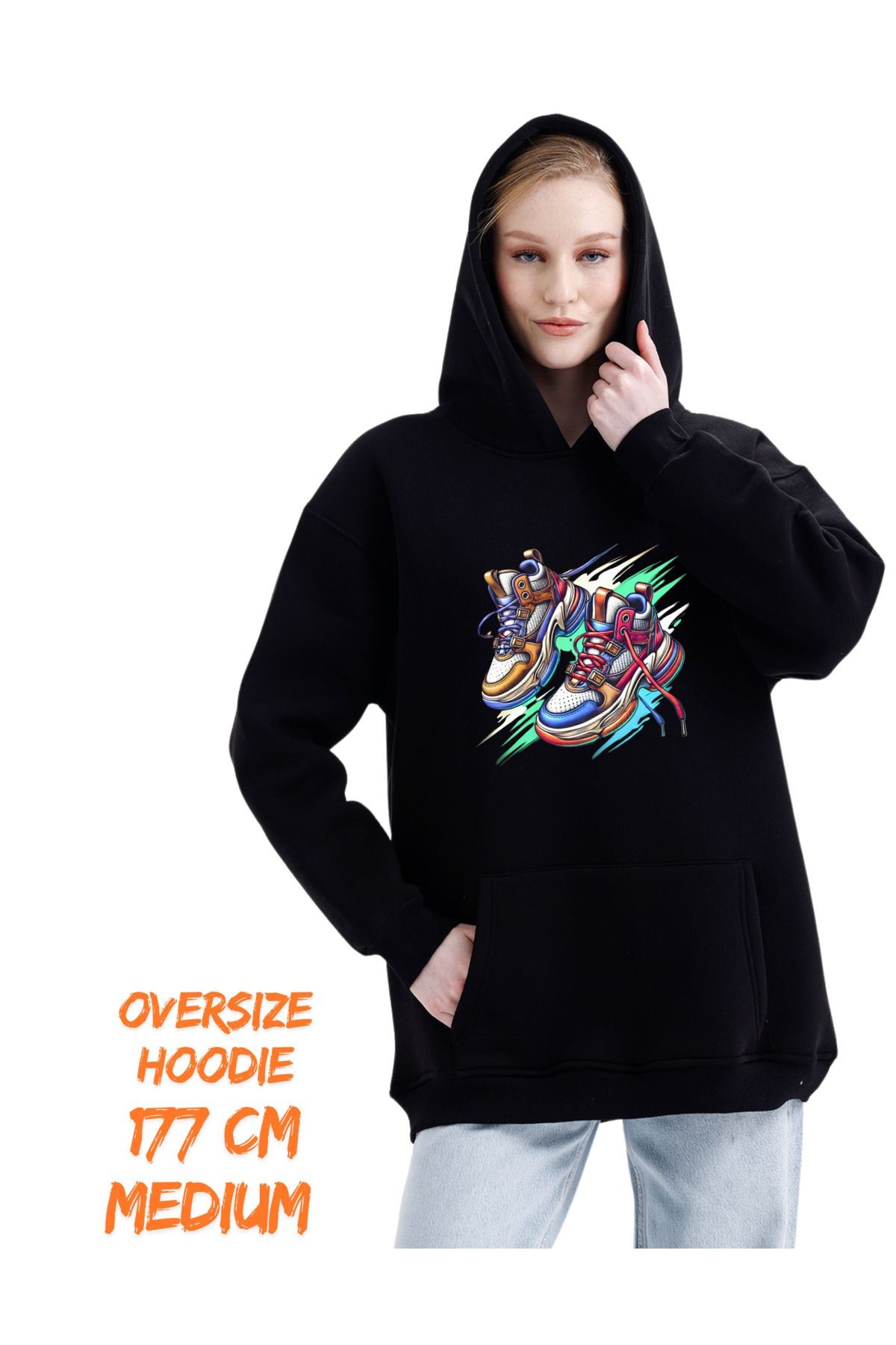 Digital Baskılı 3 İplik Şardonlu Kapşonlu ve Kanguru Cepli Sweatshirt "Hoodie" (pXm)