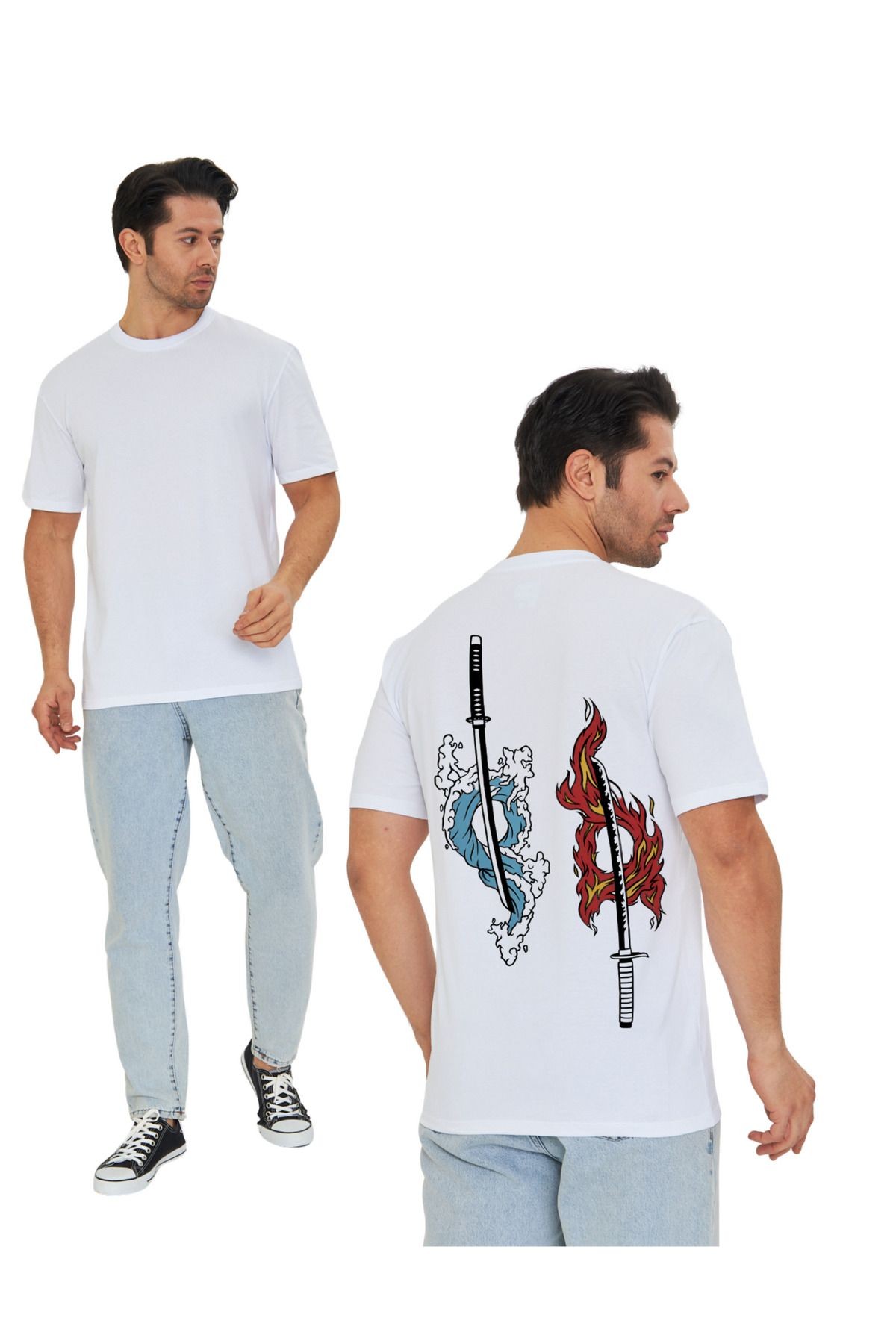 Ukiyo 4010 Su ve Ateş Tasarımı Unisex Regular T-shirt