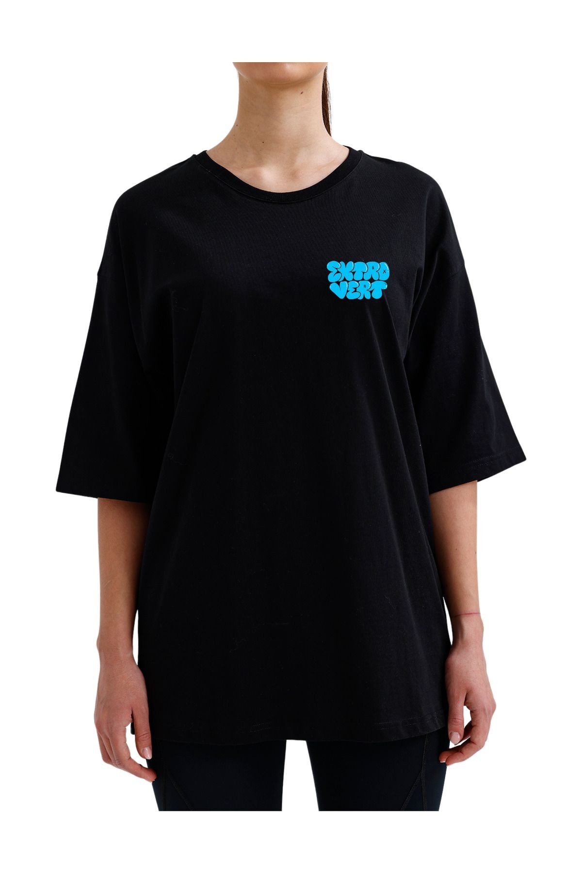 Streetwear Oversize Unisex Ekstra Vert Yazılı T-Shirt
