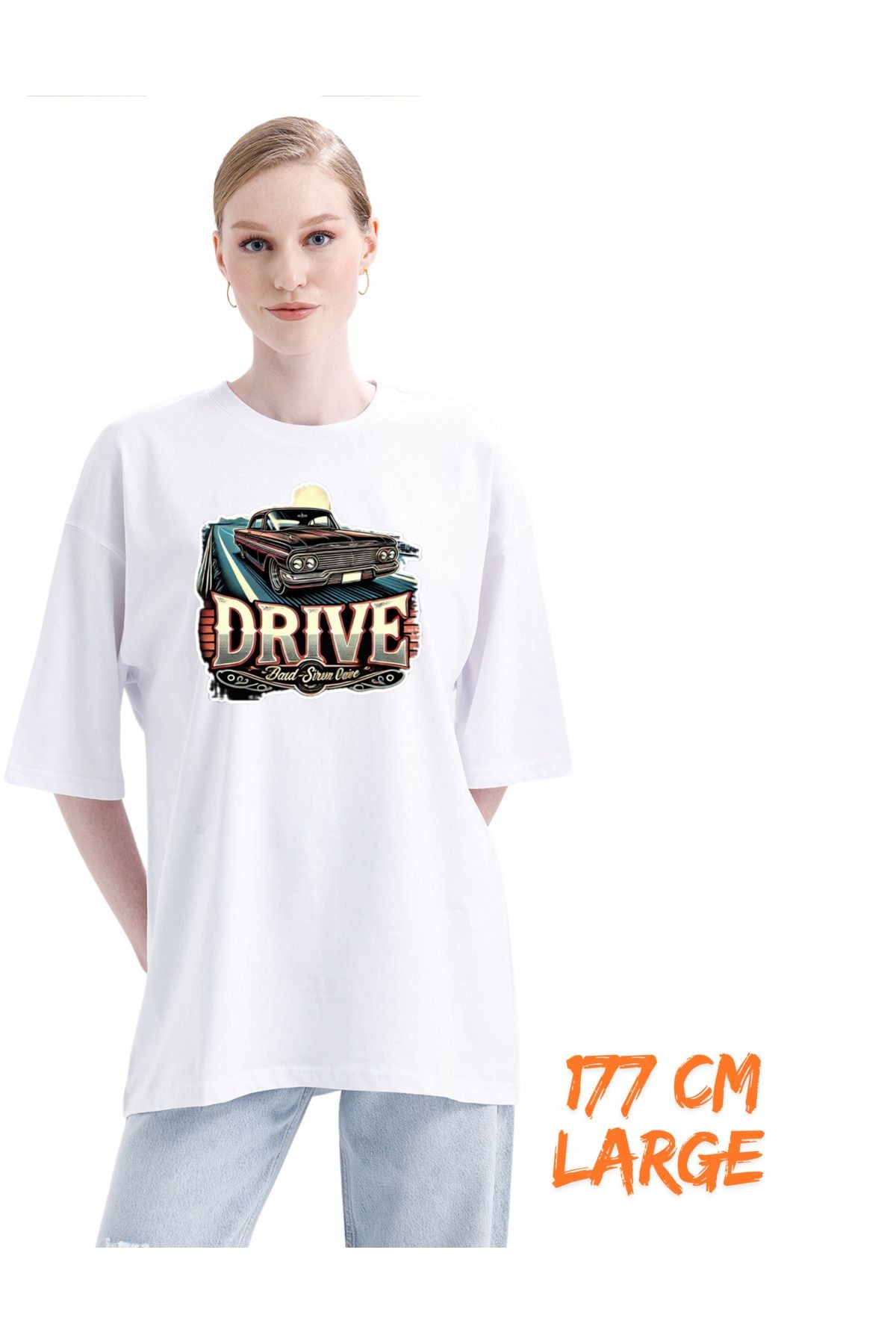 Dijital Baskı Dtf %100 Pamuklu Oversize Tişört Araba Temalı