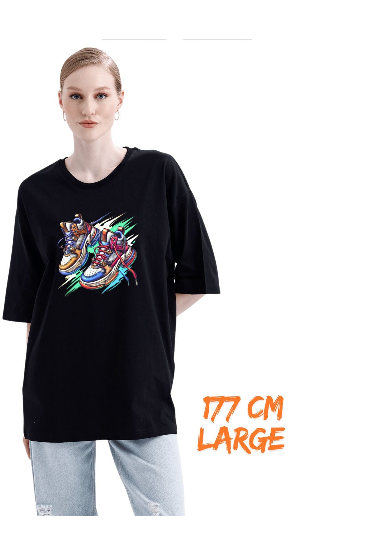 Digital Baskı Dtf %100 Pamuklu Oversize Tişört Ayakkabı Temalı image
