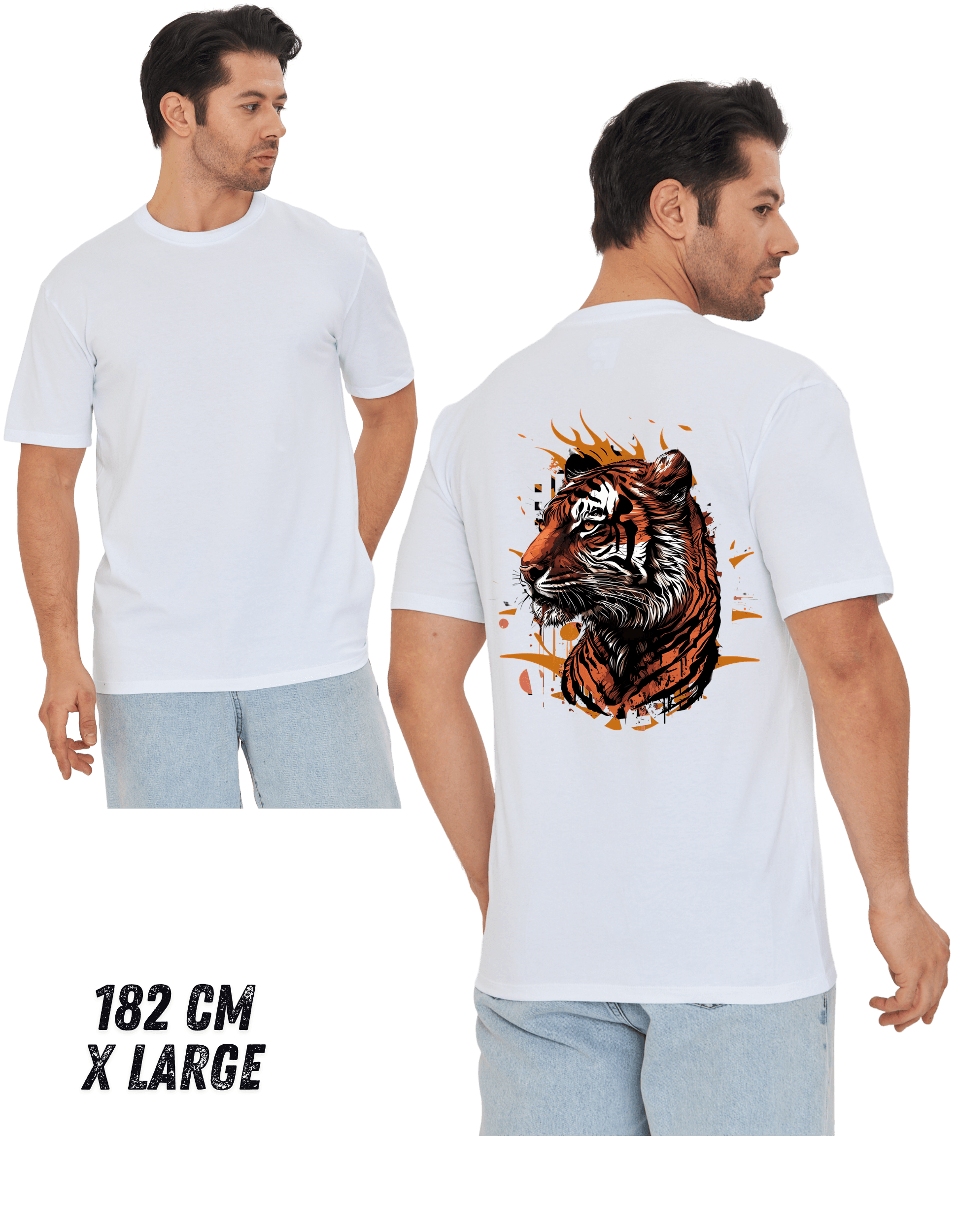 Digital Baskılı %100 Pamuklu Unisex Regular Tişört - Kaplan image