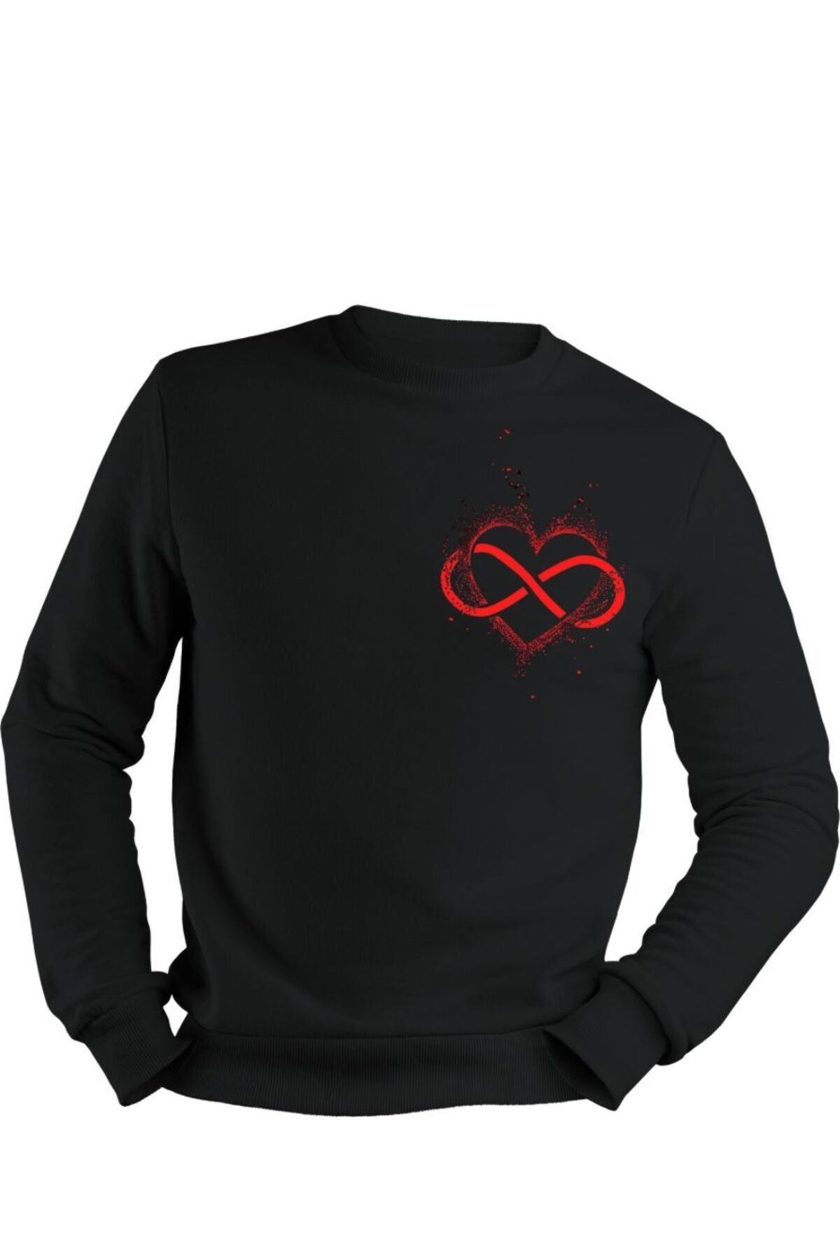 - 3 İplik Şardonlu Sweatshirt - Kalp Dizaynı