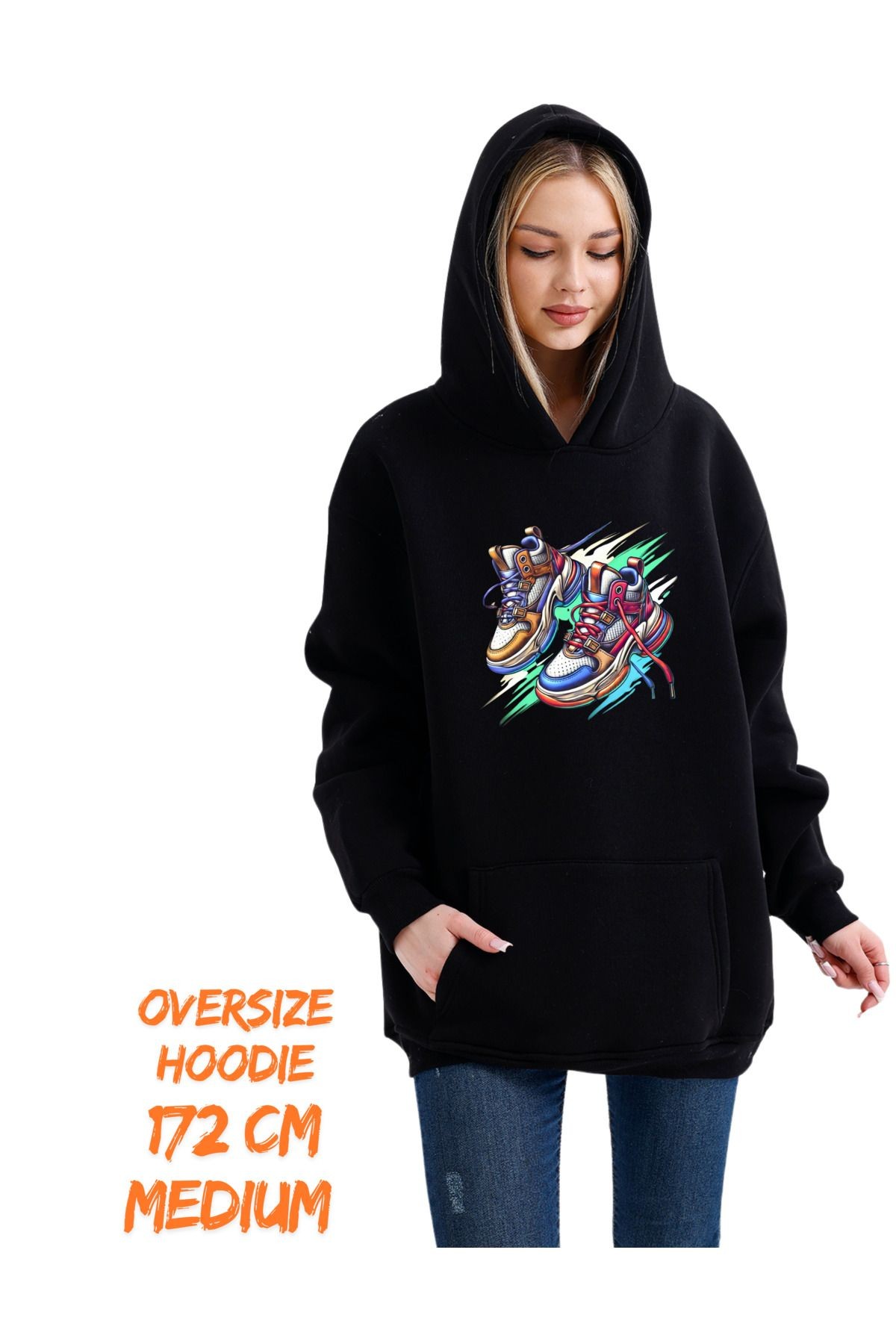Digital Baskılı 3 İplik Şardonlu Kapşonlu ve Kanguru Cepli Sweatshirt "Hoodie" (pXm)