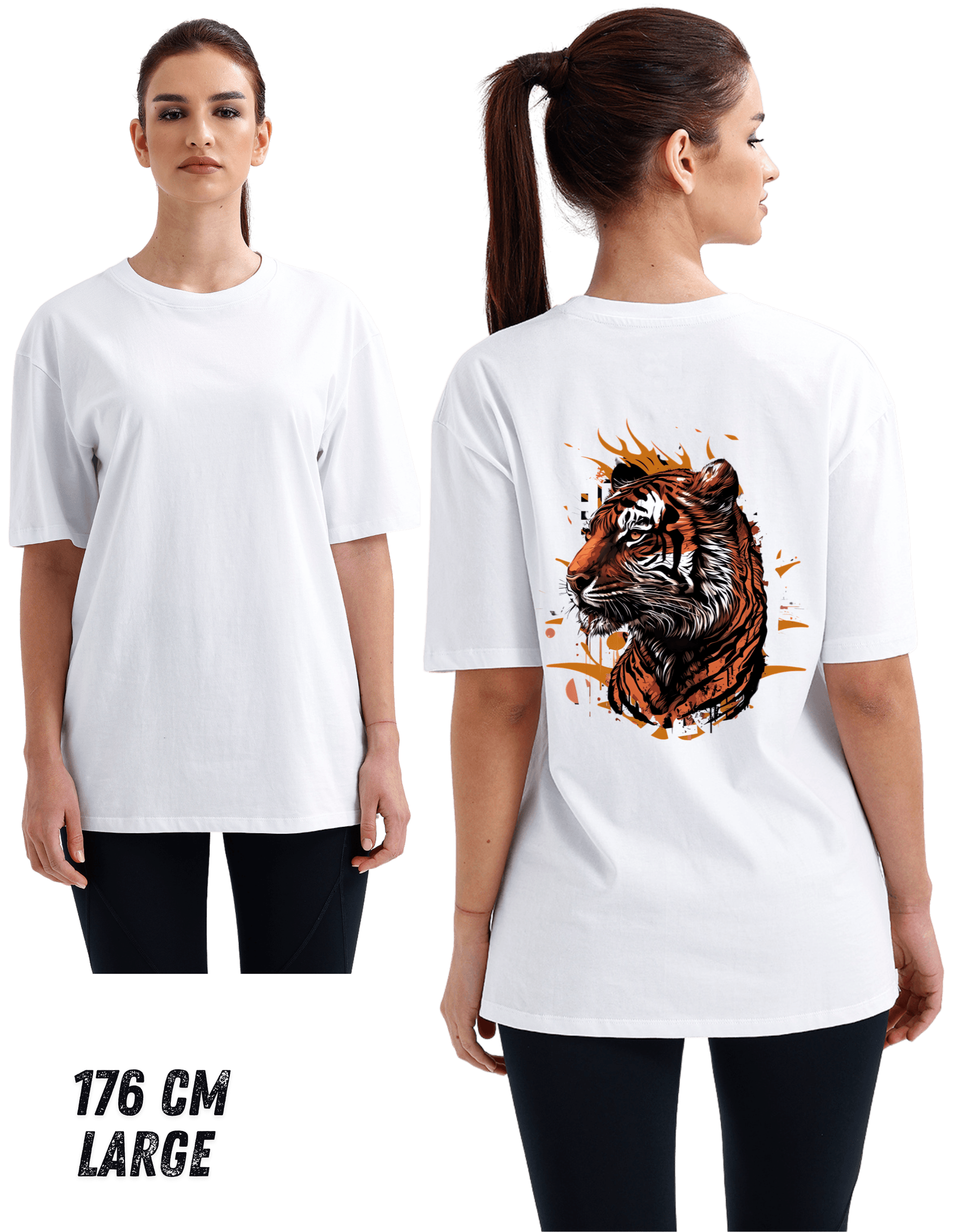 Digital Baskılı %100 Pamuklu Unisex Regular Tişört - Kaplan