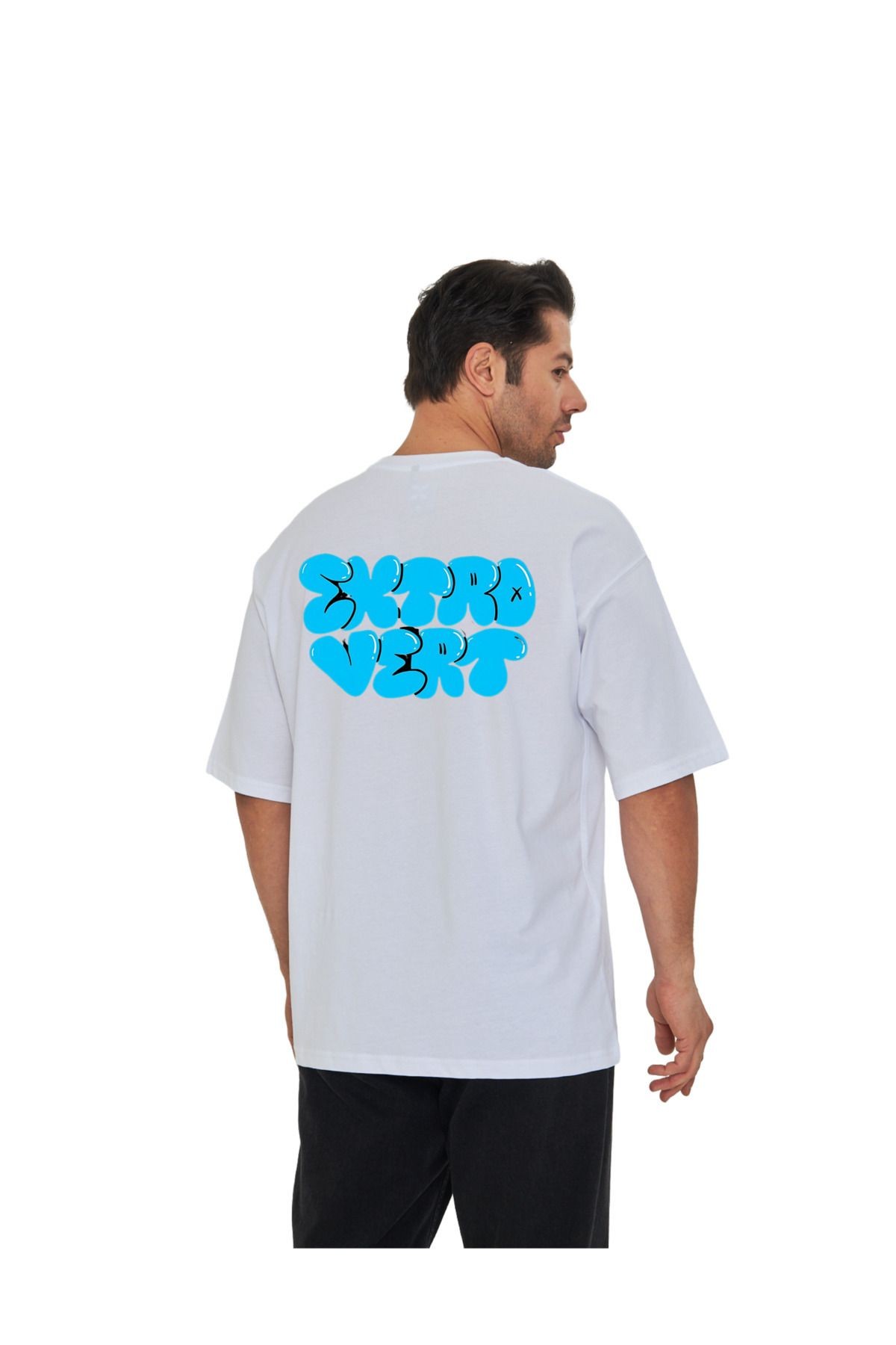 Streetwear Oversize Unisex Ekstra Vert Yazılı T-Shirt