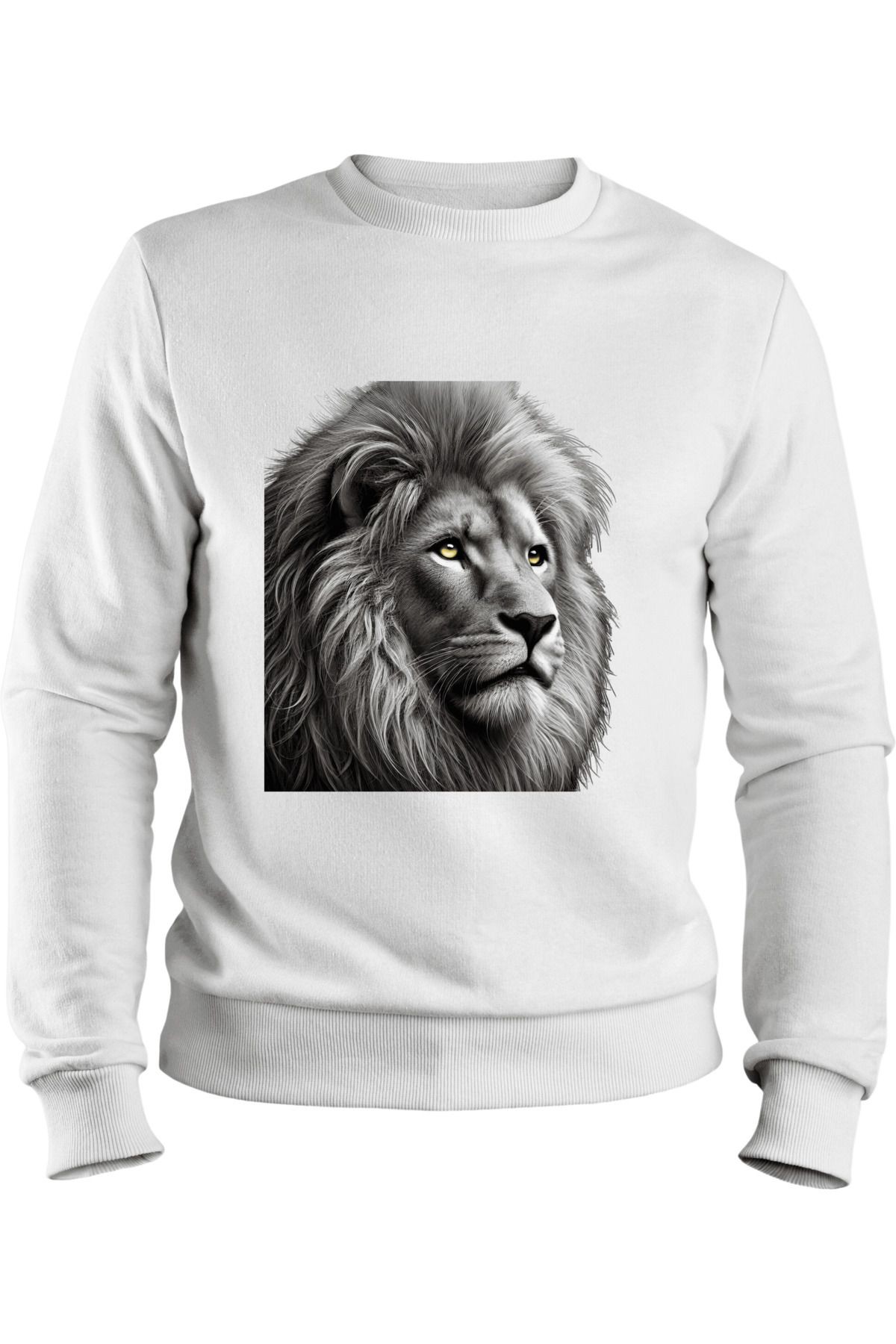 - Dtf Baskılı 3 Iplik Şardonlu Oversize Sweatshirt - Sarı Kırmızı Aslan Temalı