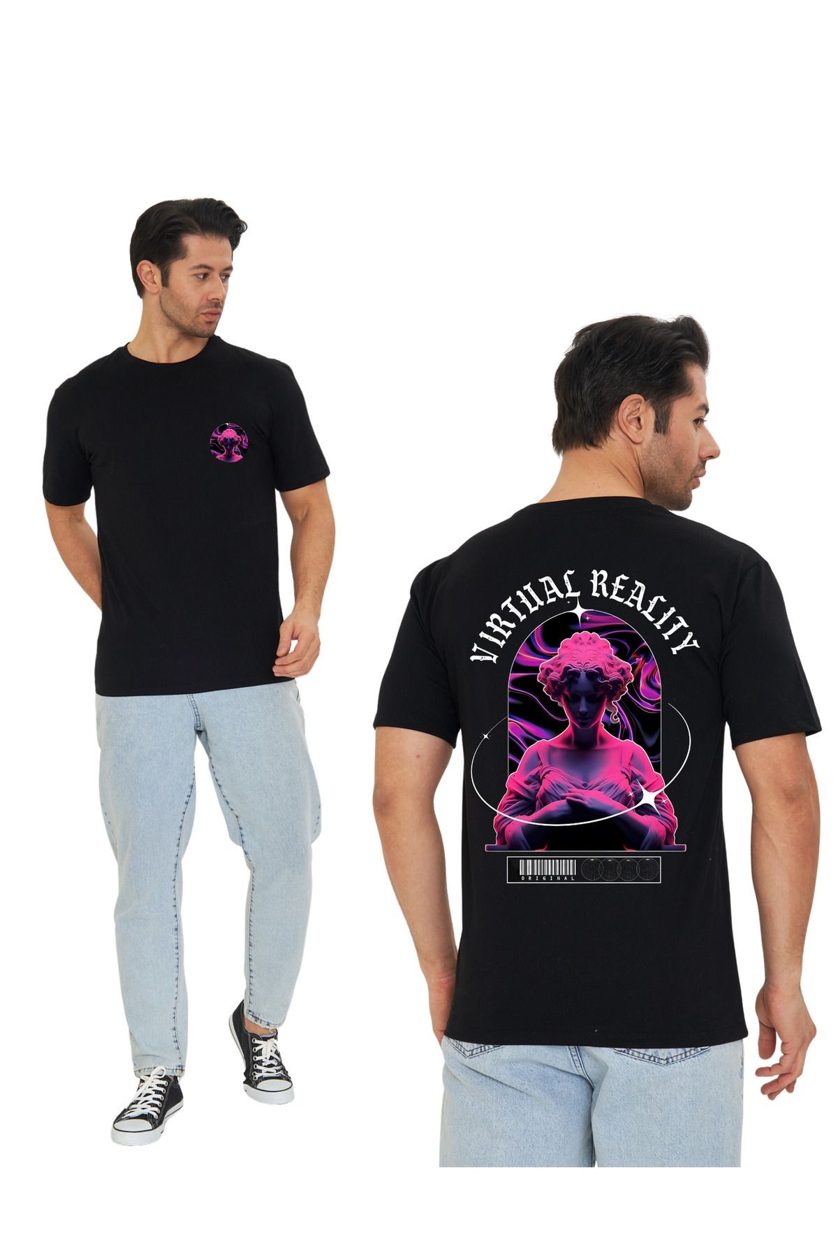 Streetwear 2022 Virtual Reality Yazılı Unisex Regular T-Shirt main variant image