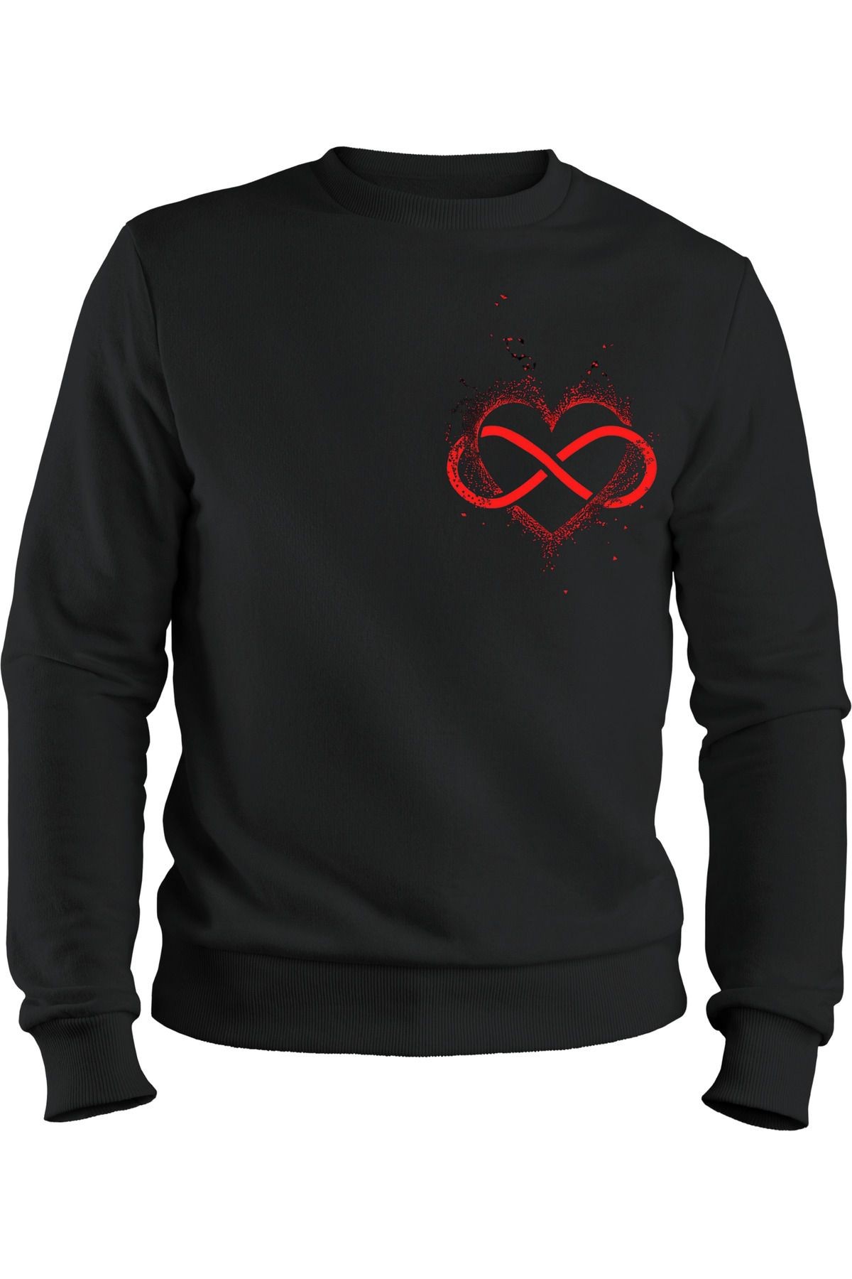 - 3 İplik Şardonlu Sweatshirt - Kalp Dizaynı