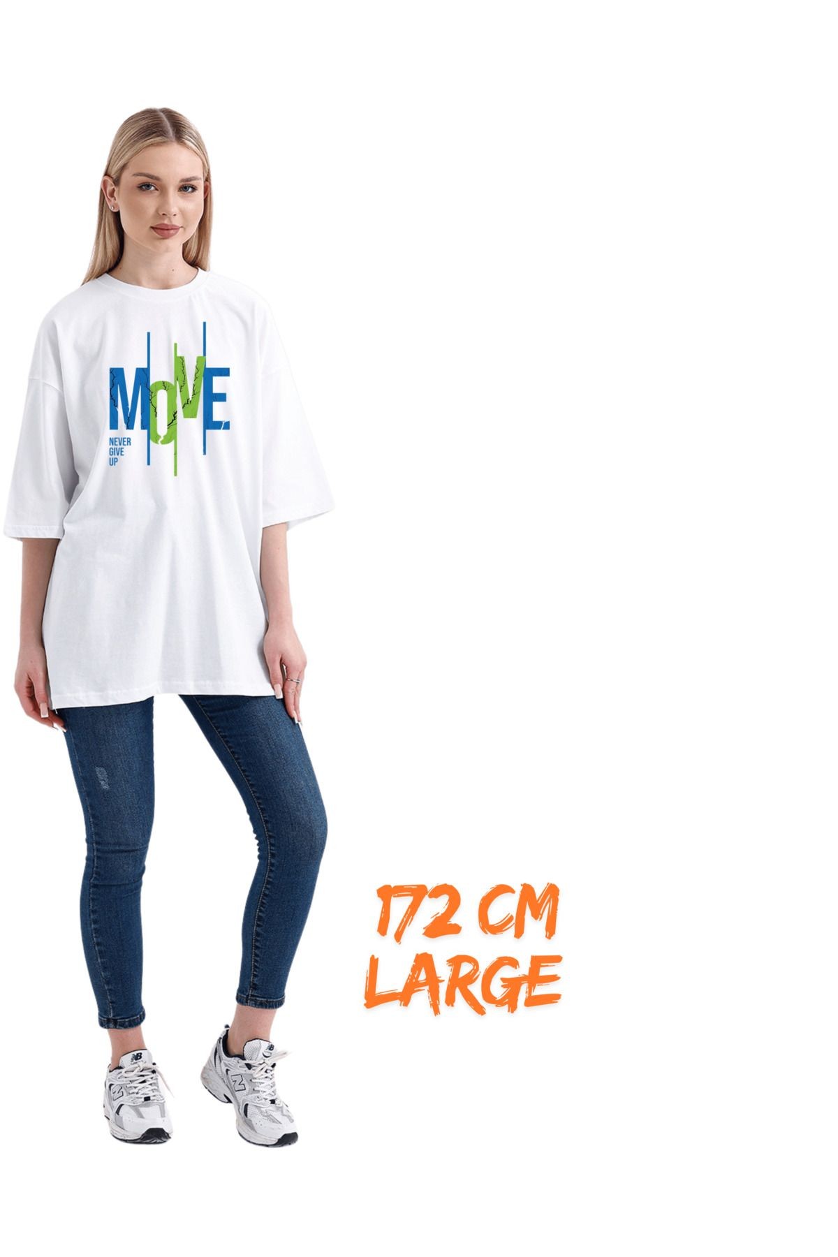 Digital Baskı DTF  %100 Pamuklu Oversize Tişört - Move Temalı