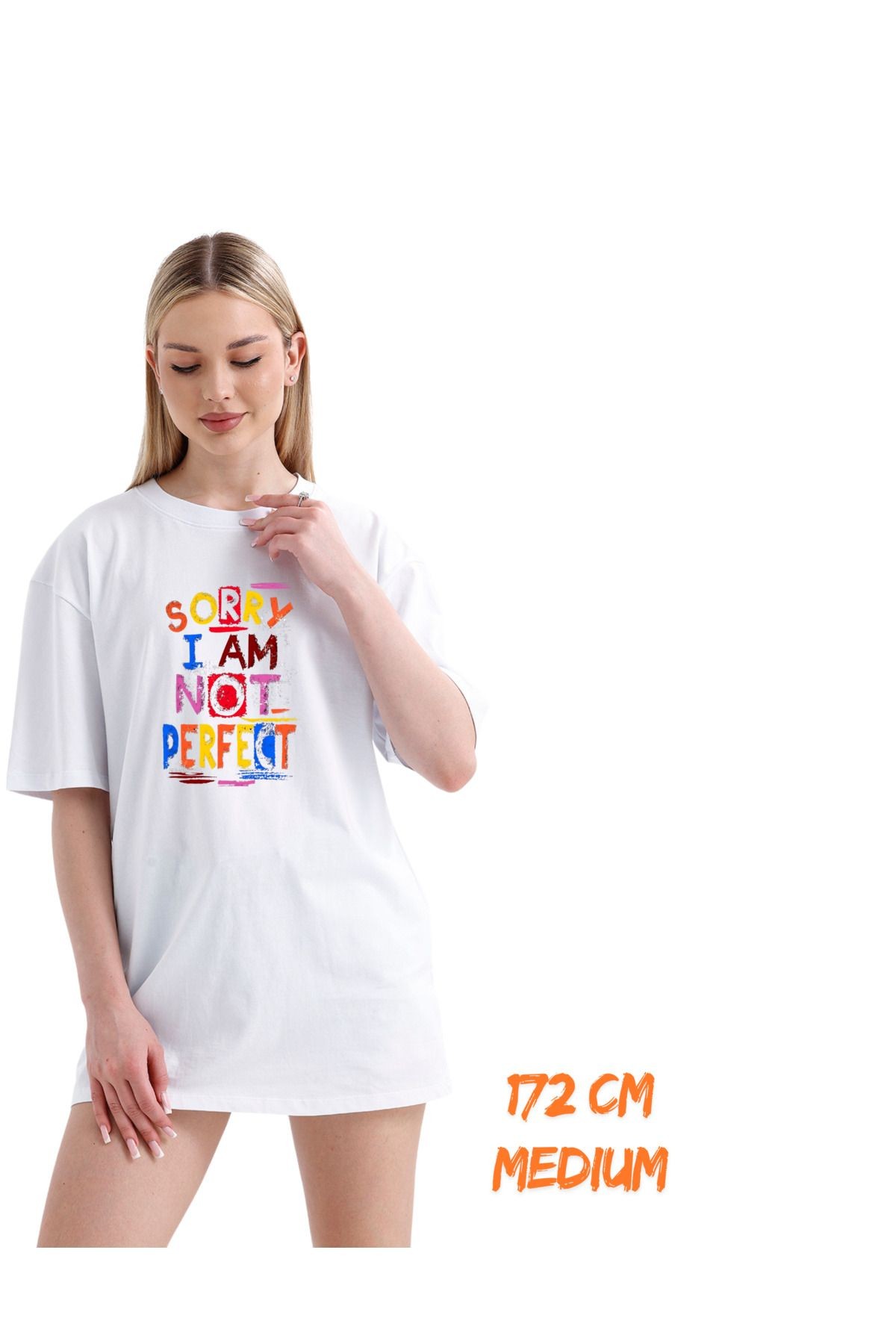 Digital Baskılı %100 Pamuklu Unisex Regular Tişört - Sorry Dizaynı main variant image