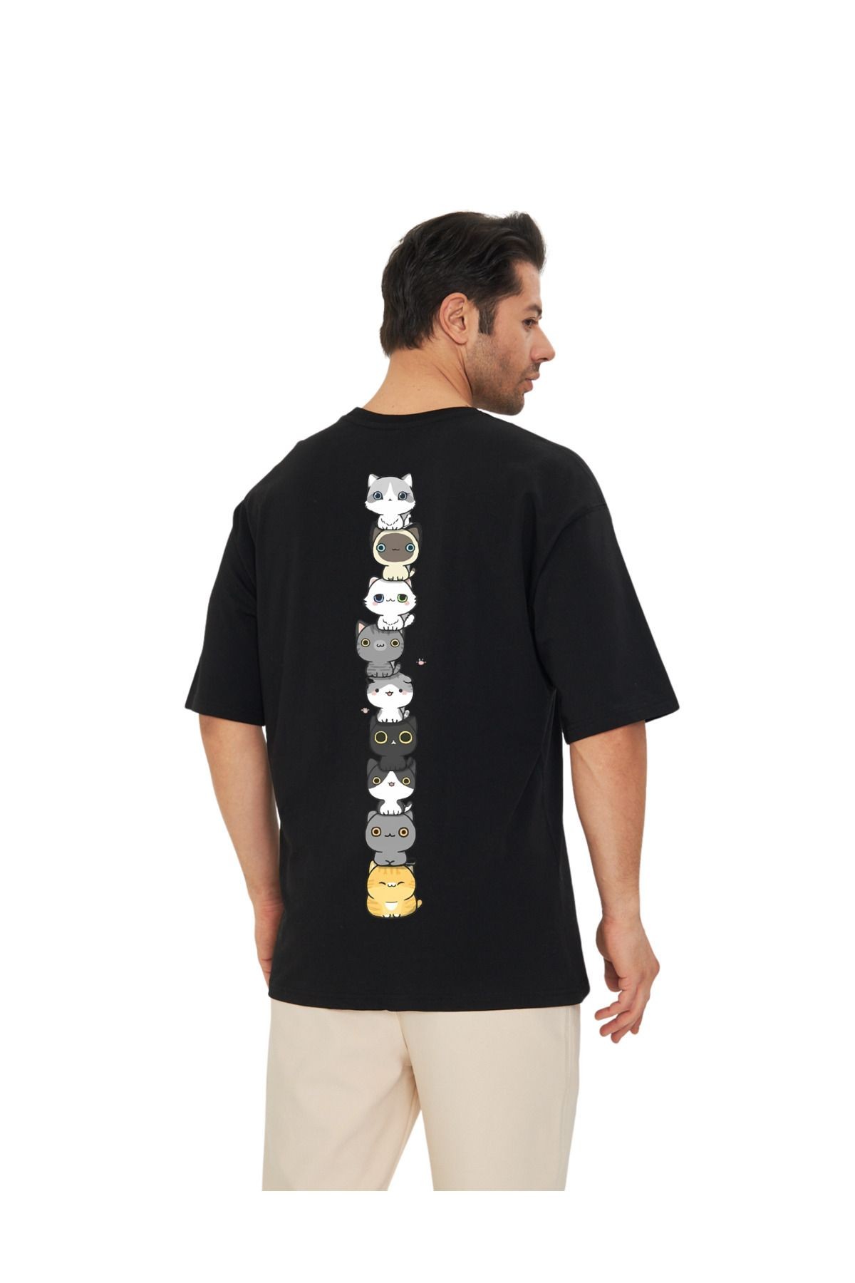 Kawai&Couple Oversize Kedi Tasarımlı Unisex T-Shirt