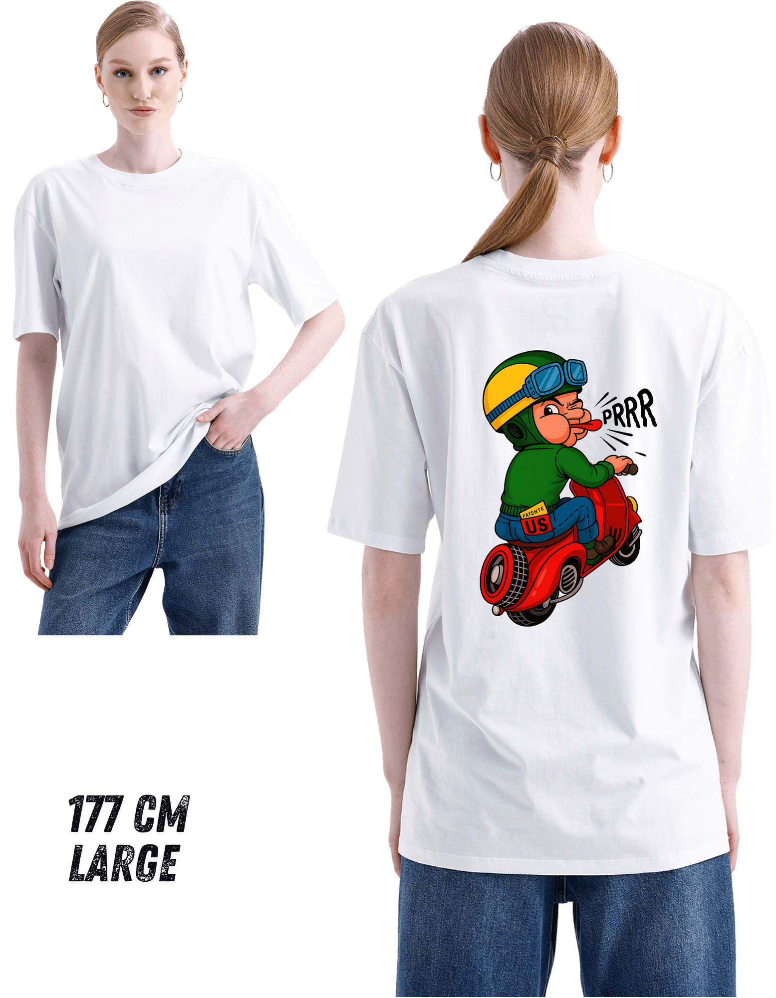 Digital Baskılı %100 Pamuklu Unisex Regular Tişört - Scooter - RRRR