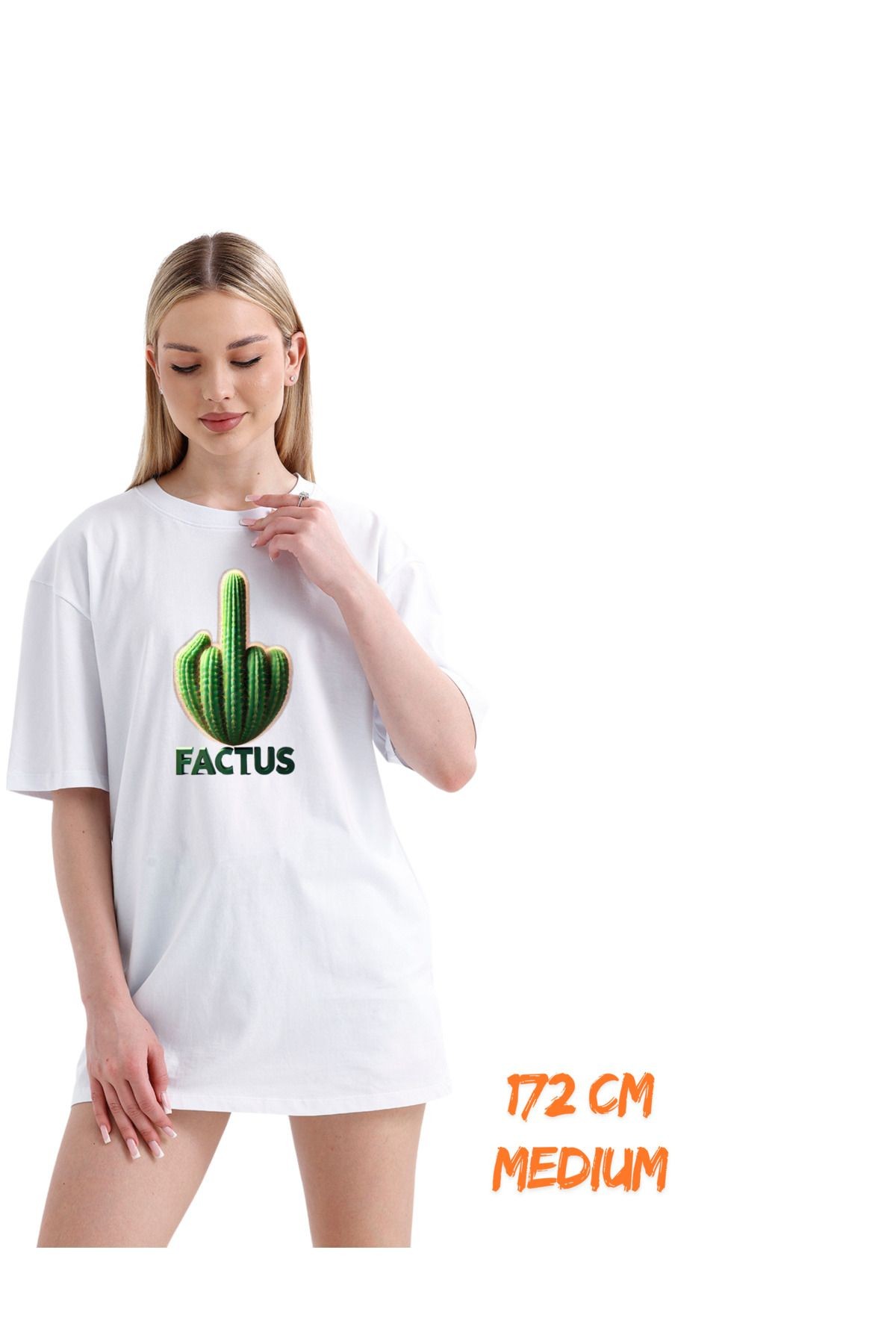 Digital Baskılı %100 Pamuklu Unisex Regular Tişört - Kaktüs Dizayn (pXm)