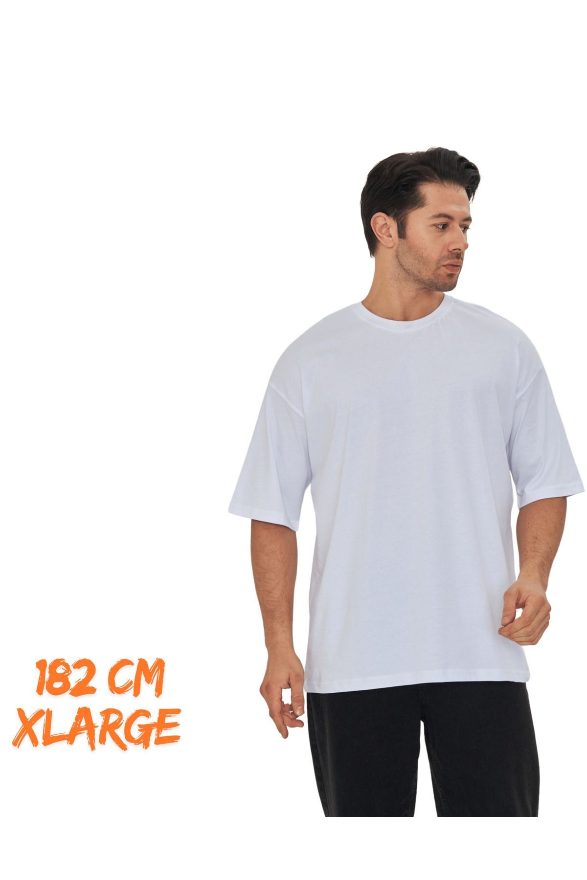 Düz Baskısız %100 Pamuklu Unisex Oversize Tişört Beyaz