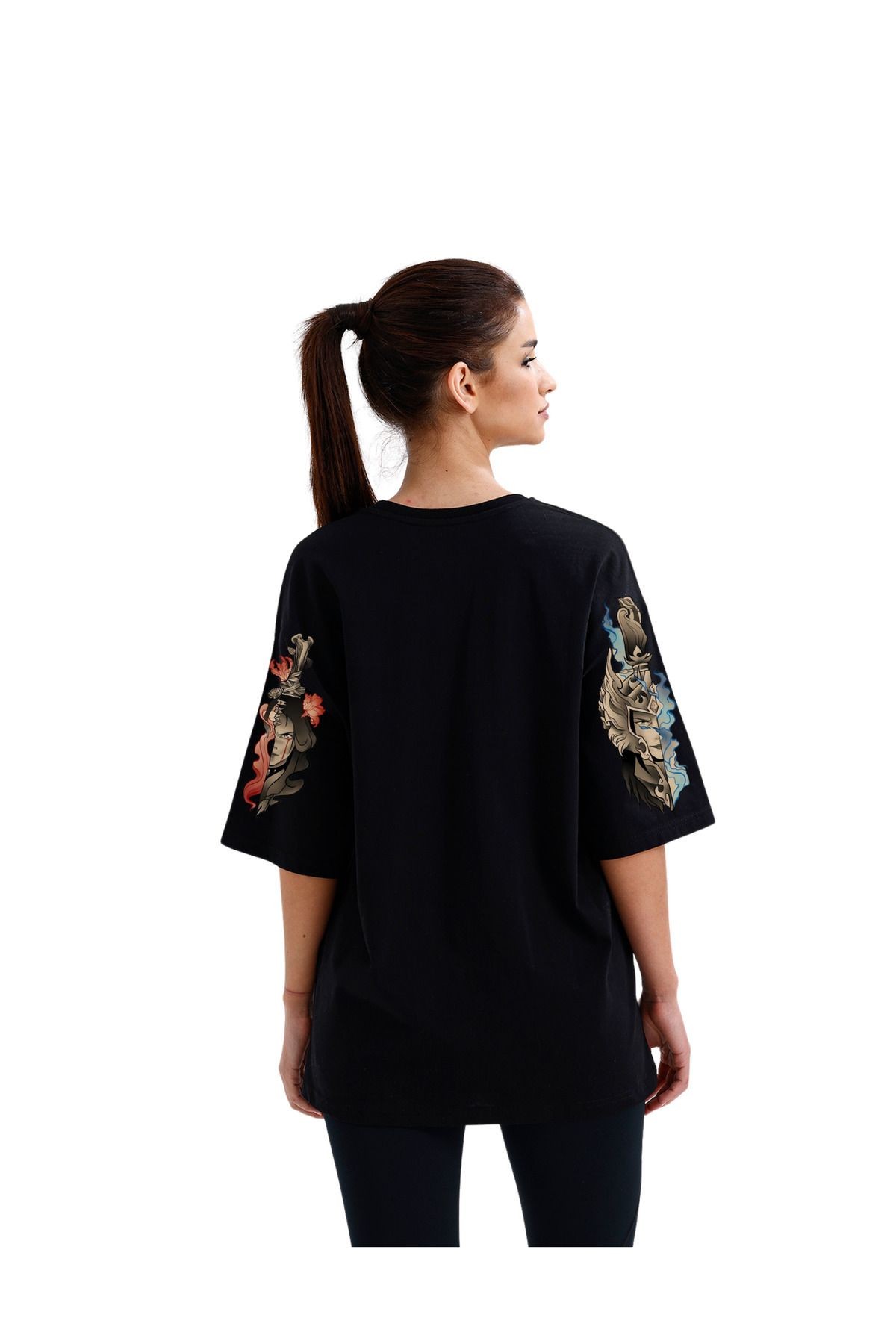 Ukiyo Oversize Sanatsal Kol Detaylı Tasarım Unisex T-shirt