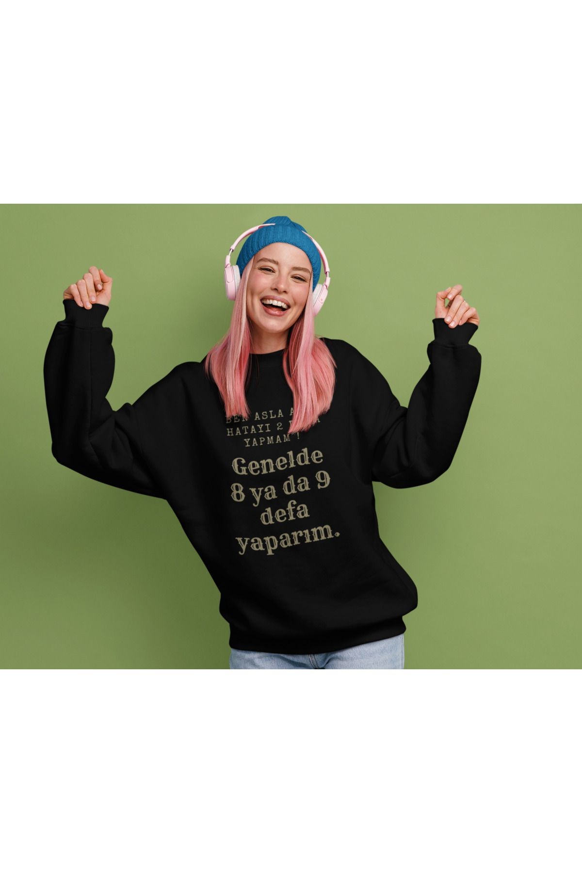 DTF Baskılı 3 İplik Şardonlu Oversize Sweatshirt