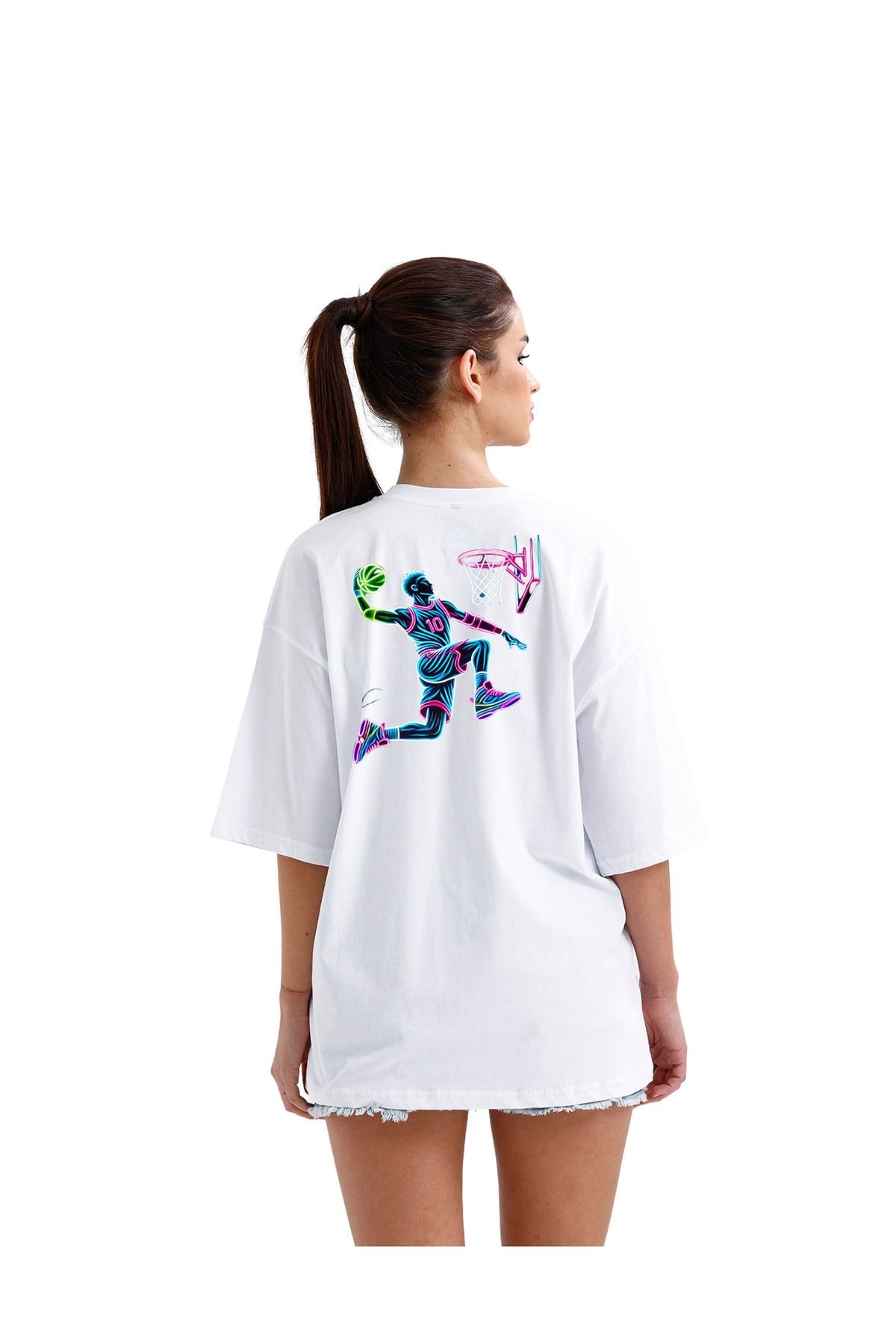 Ukiyo Oversize Unisex Basketbol Tasarımlı T-Shirt