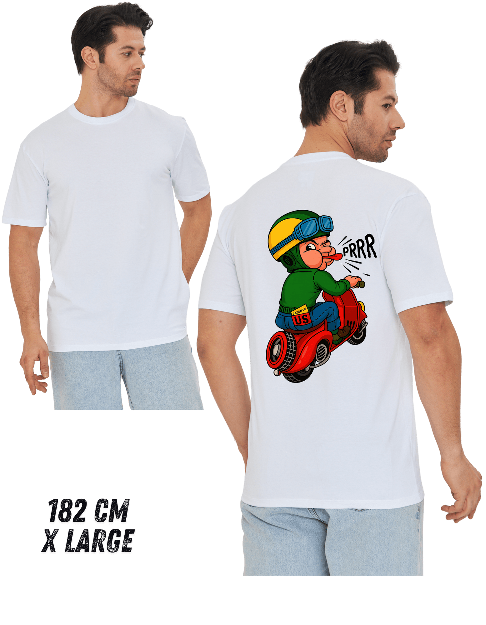 Digital Baskılı %100 Pamuklu Unisex Regular Tişört - Scooter - RRRR