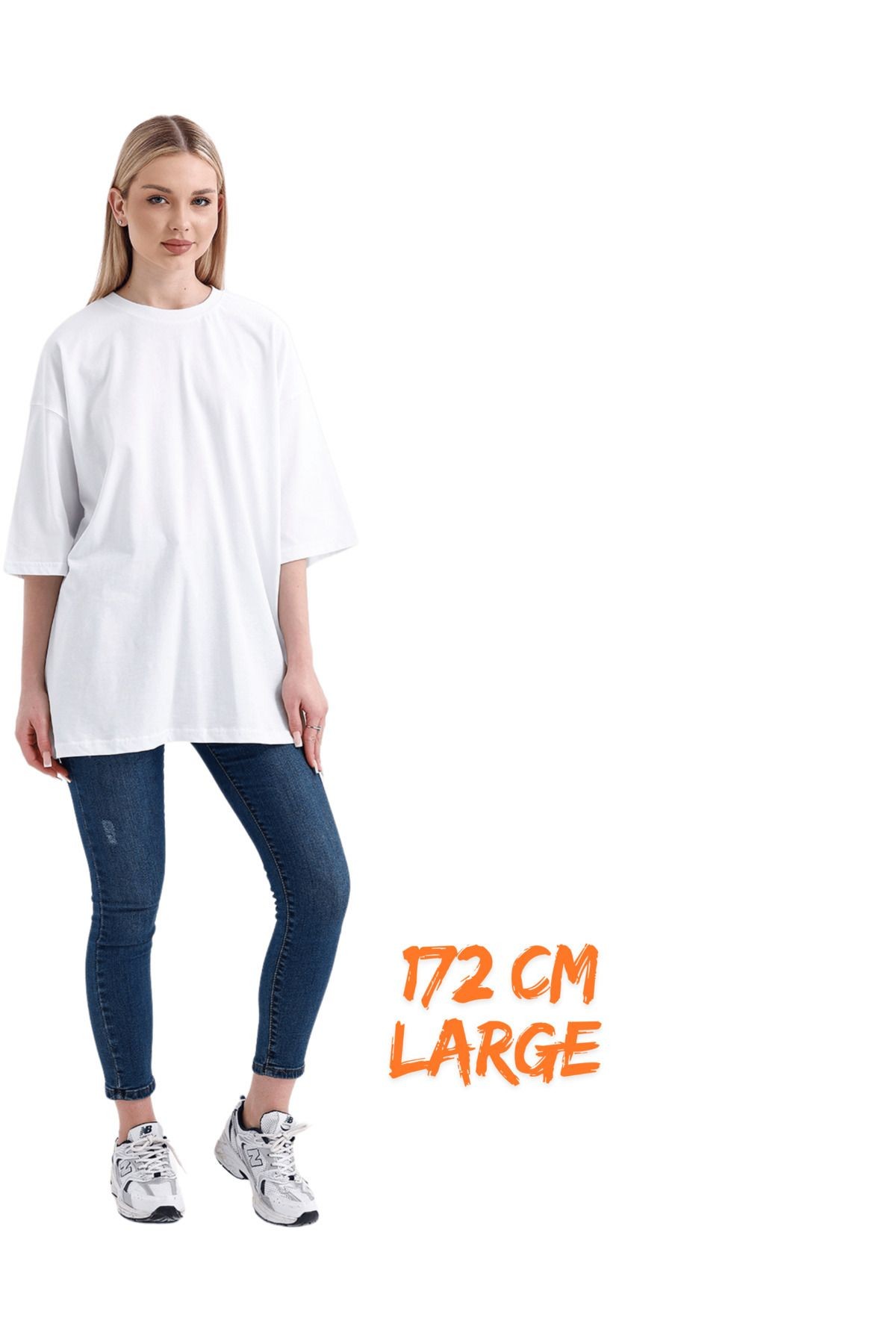 Düz Baskısız %100 Pamuklu Unisex Oversize Tişört Beyaz