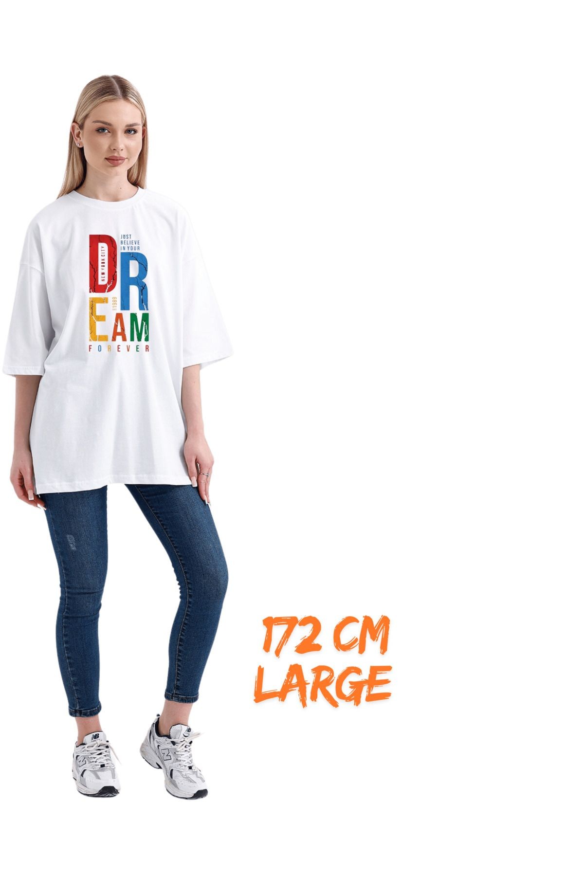 Digital Baskı Dtf %100 Pamuklu Oversize Dream Yazısı Baskılı Tişört