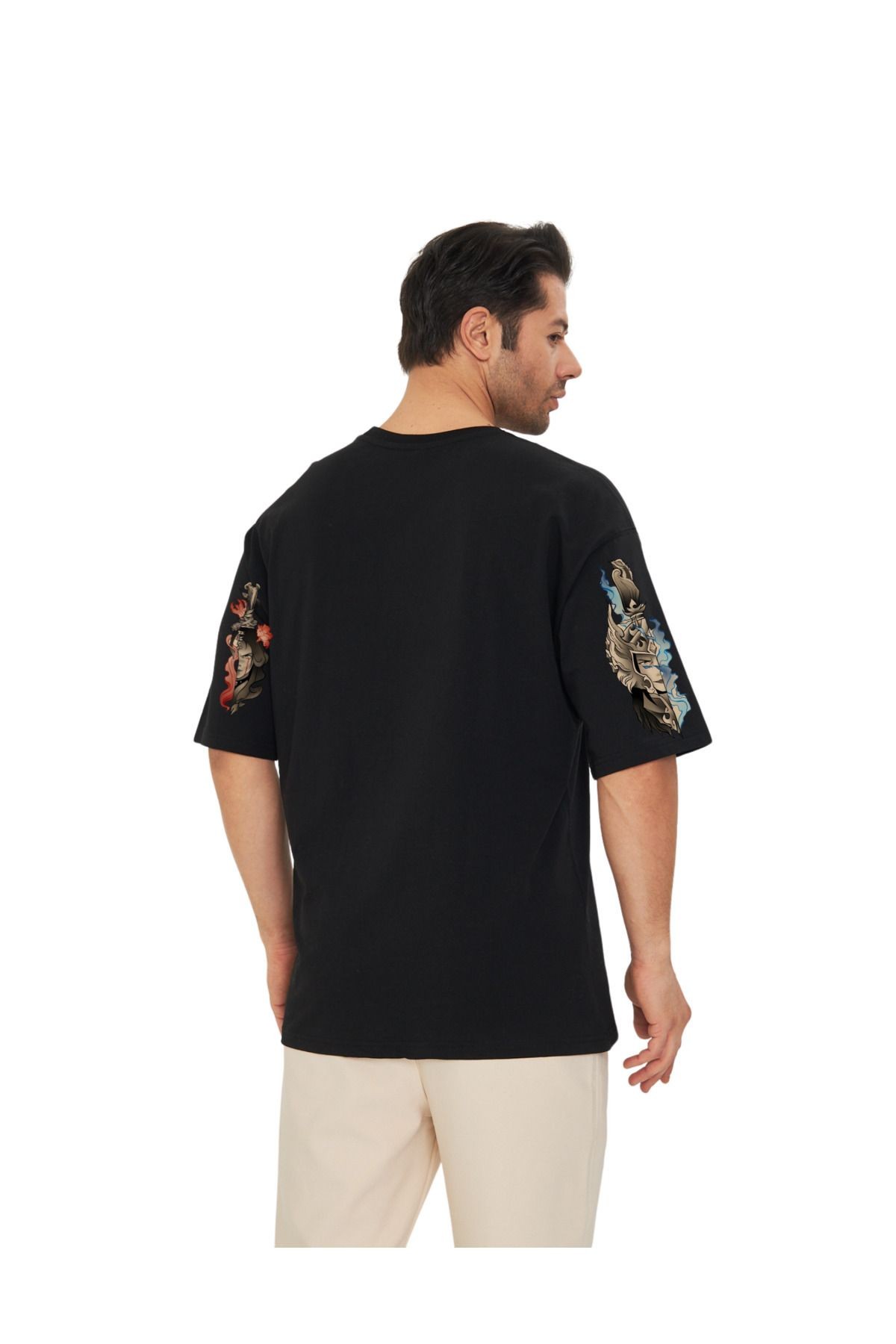 Ukiyo Oversize Sanatsal Kol Detaylı Tasarım Unisex T-shirt