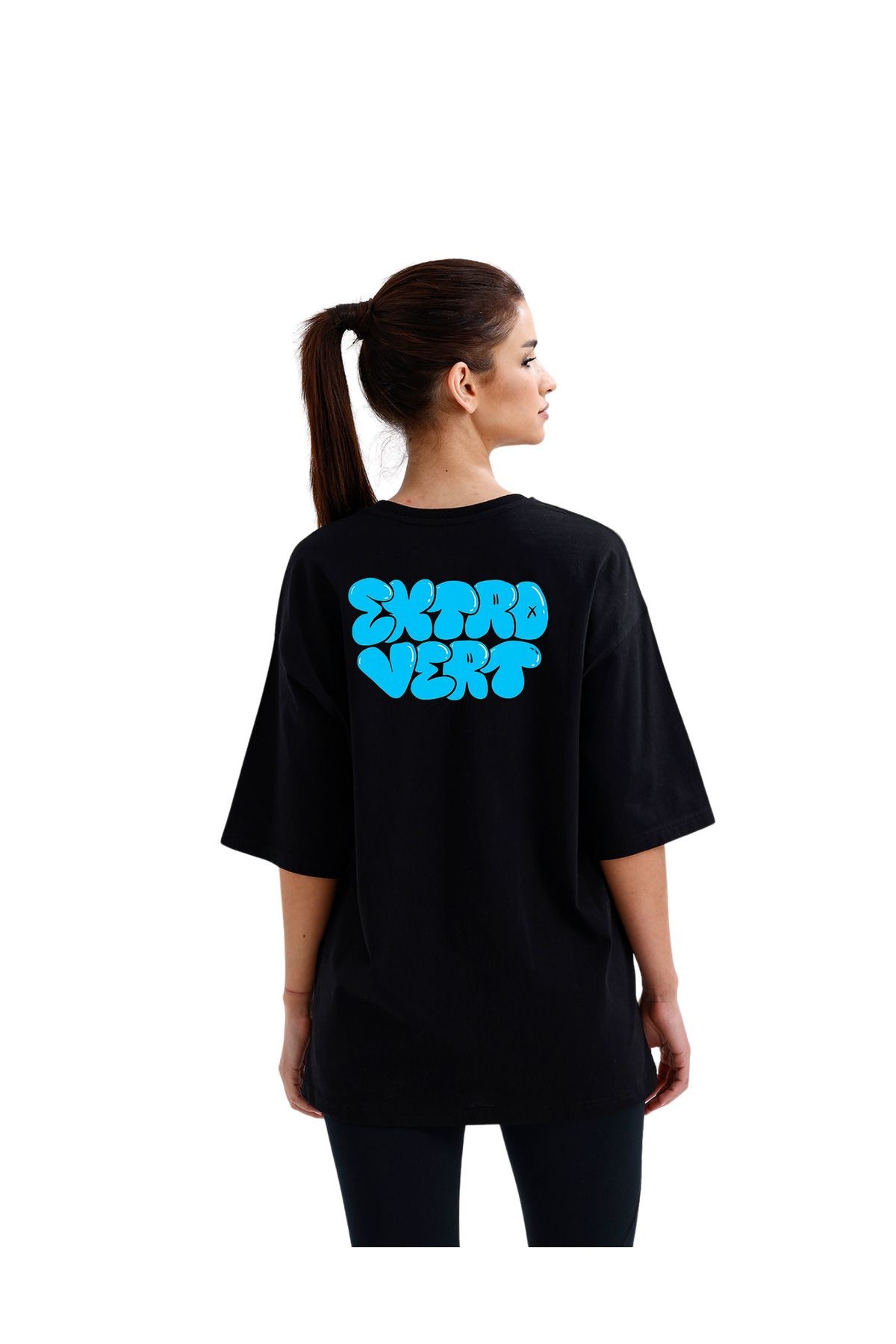 Streetwear Oversize Unisex Ekstra Vert Yazılı T-Shirt
