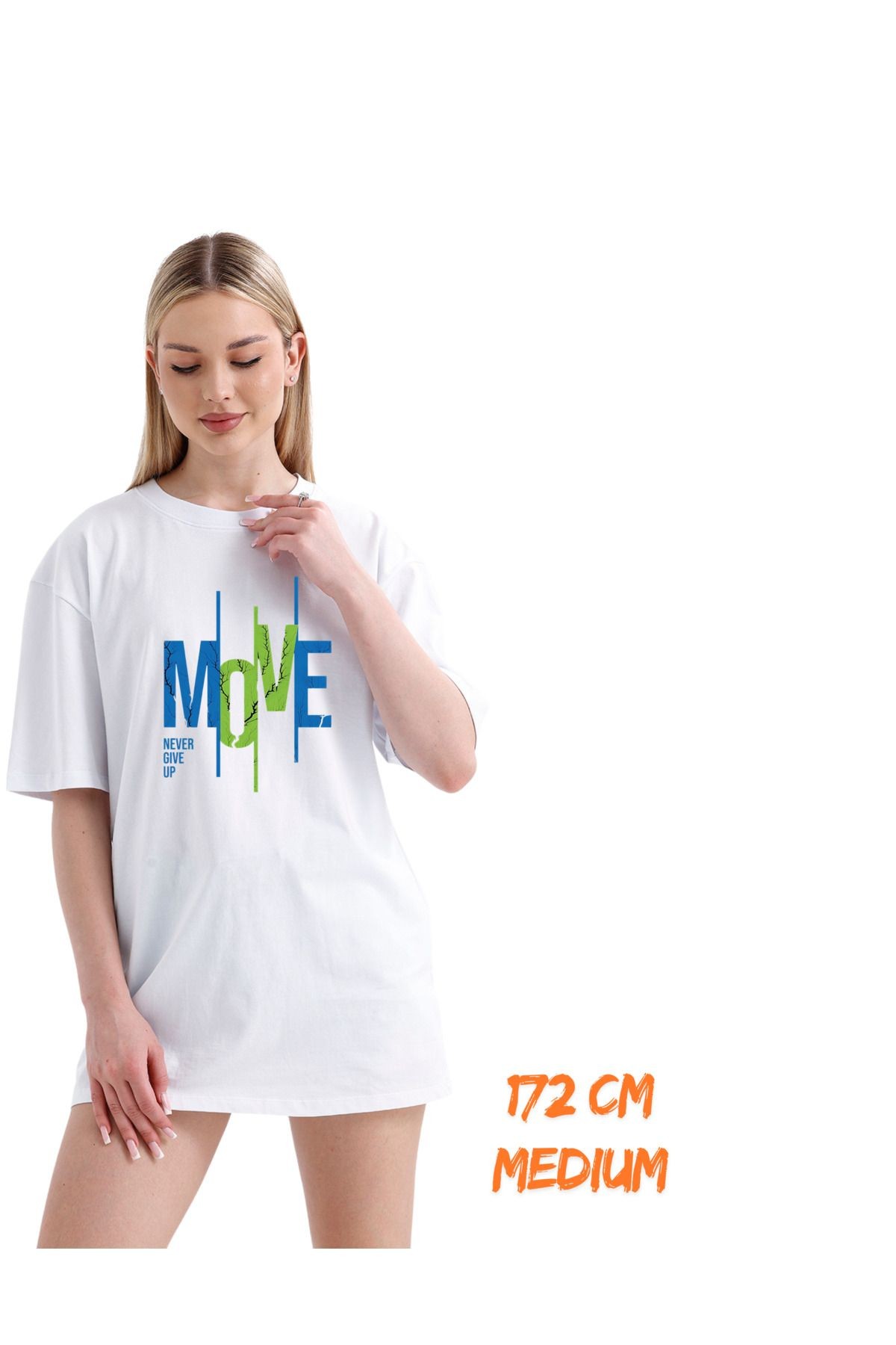 Digital Baskılı %100 Pamuklu Unisex Regular Tişört - MOVE Dizaynı main variant image