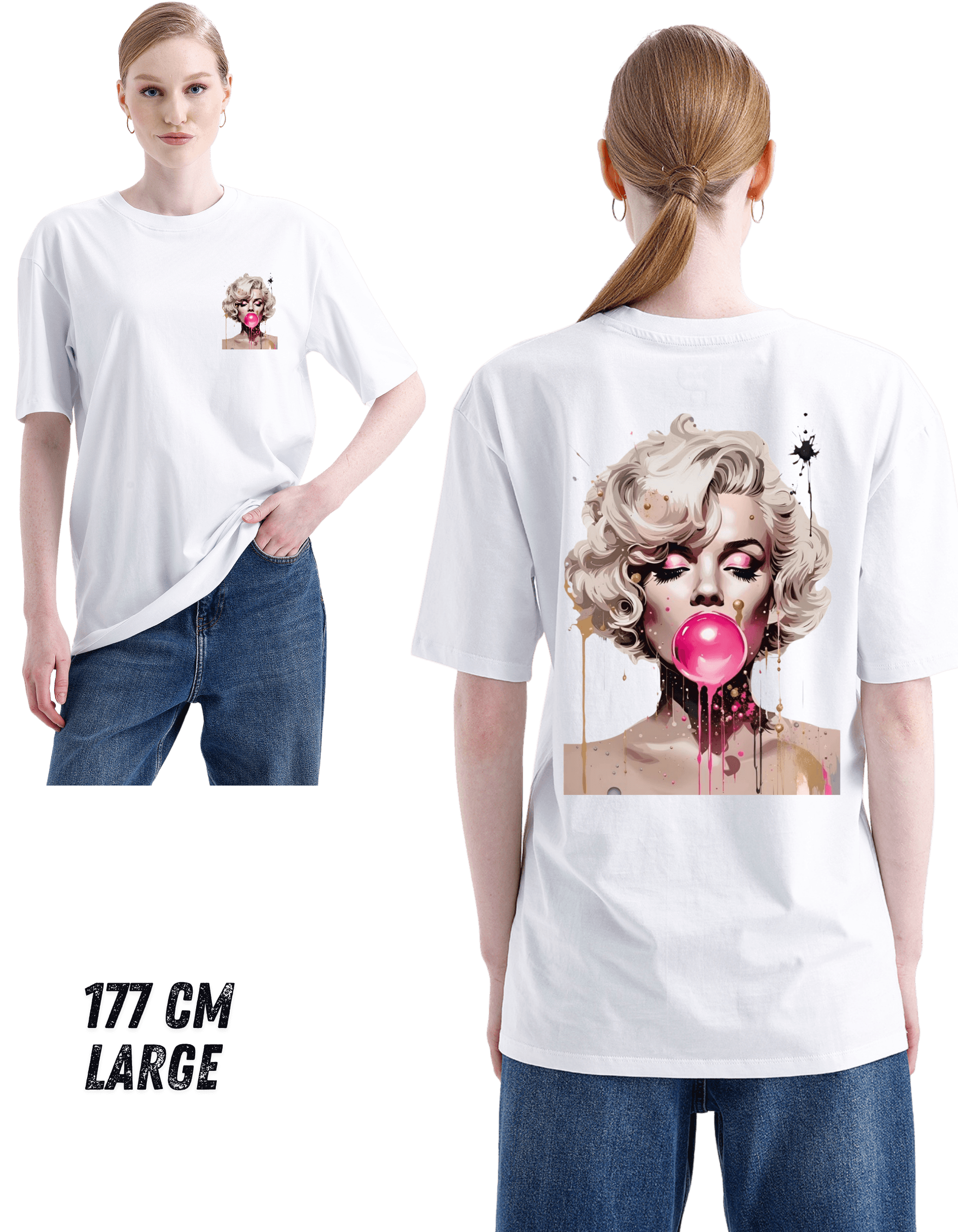 Digital Baskılı %100 Pamuklu Unisex Regular Tişört - Marilyn Monroe image