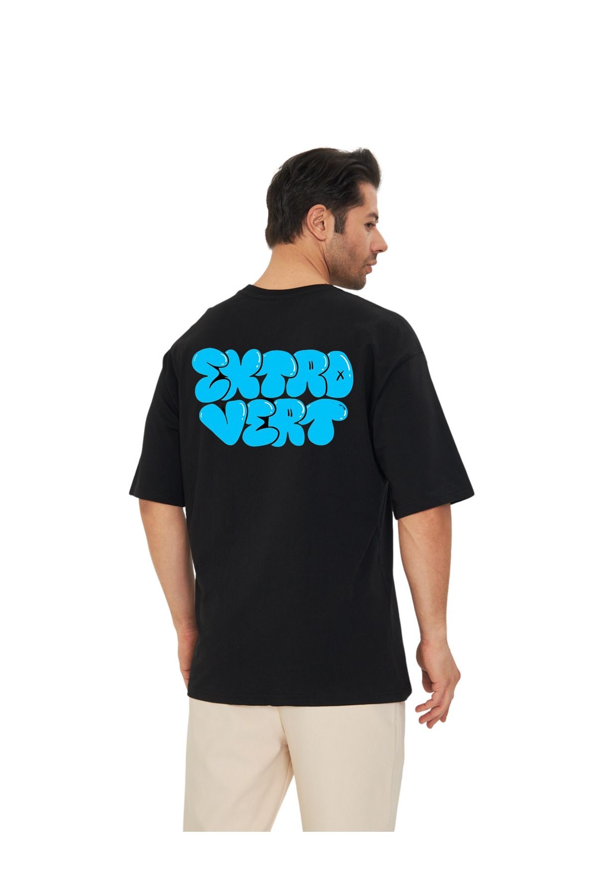 Streetwear Oversize Unisex Ekstra Vert Yazılı T-Shirt