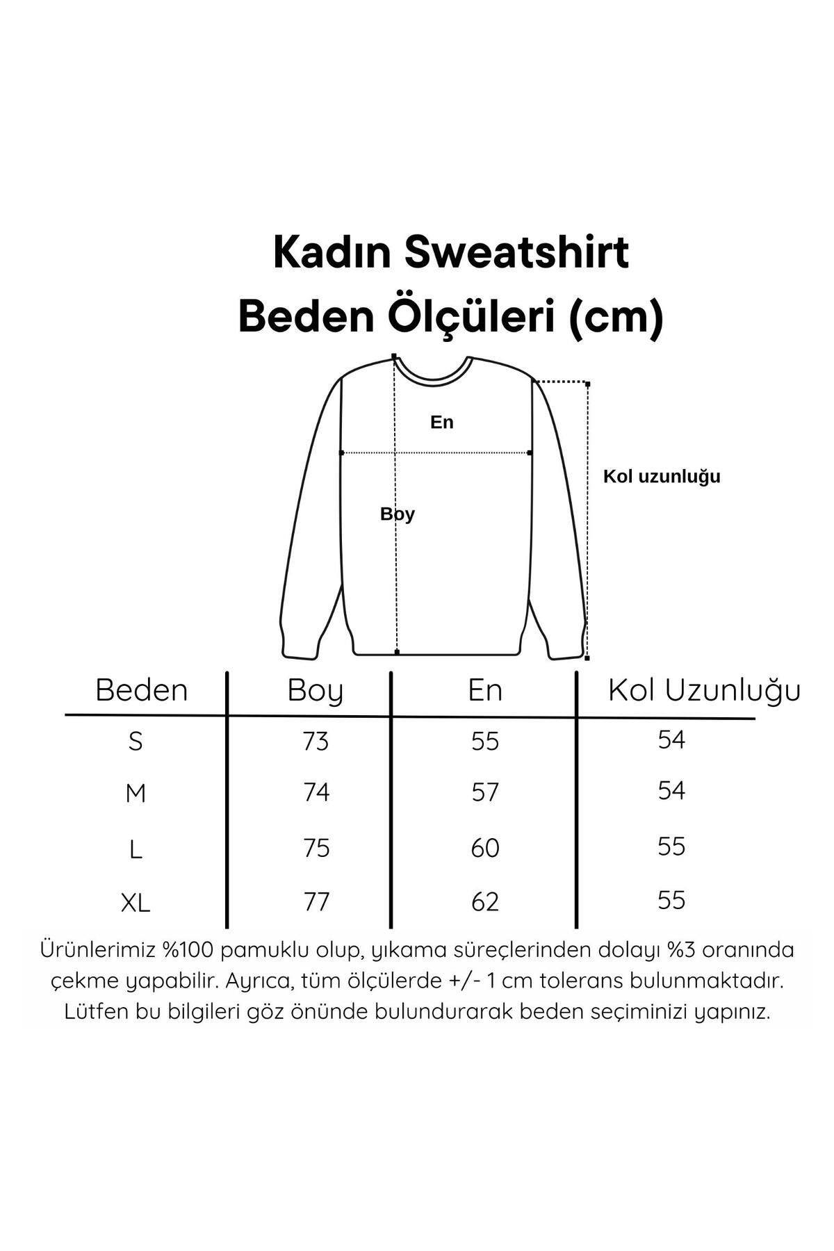 - DTF Baskılı 3 İplik Şardonlu Oversize Sweatshirt - Kadın