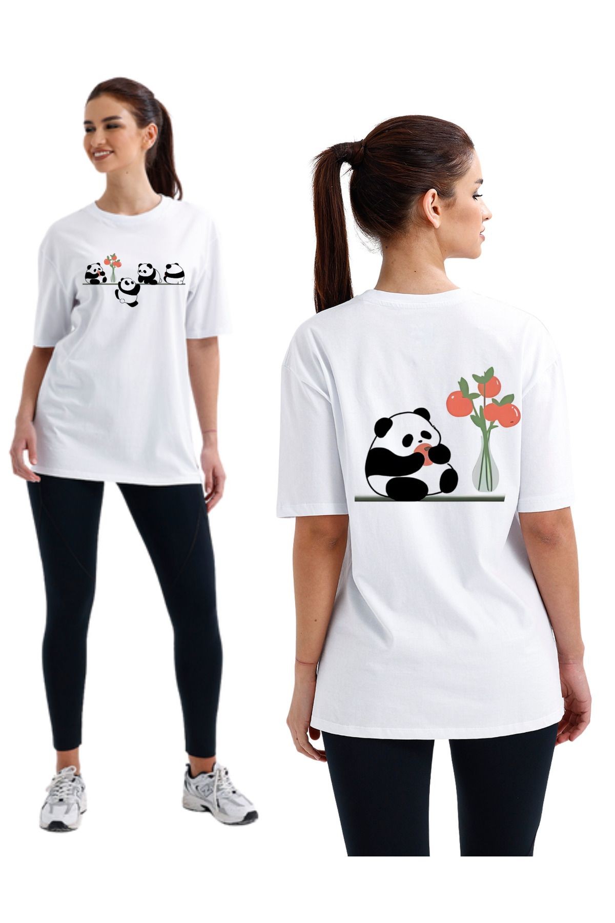 Kawai&Couple 3003 Sevimli Panda Tasarımı Unisex Regular T-shirt main variant image