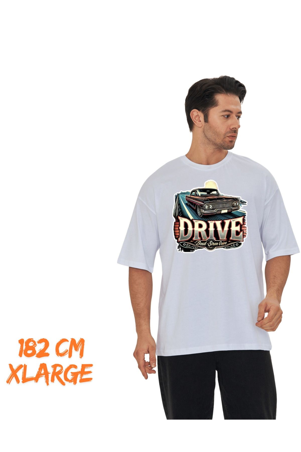 Dijital Baskı Dtf %100 Pamuklu Oversize Tişört Araba Temalı image
