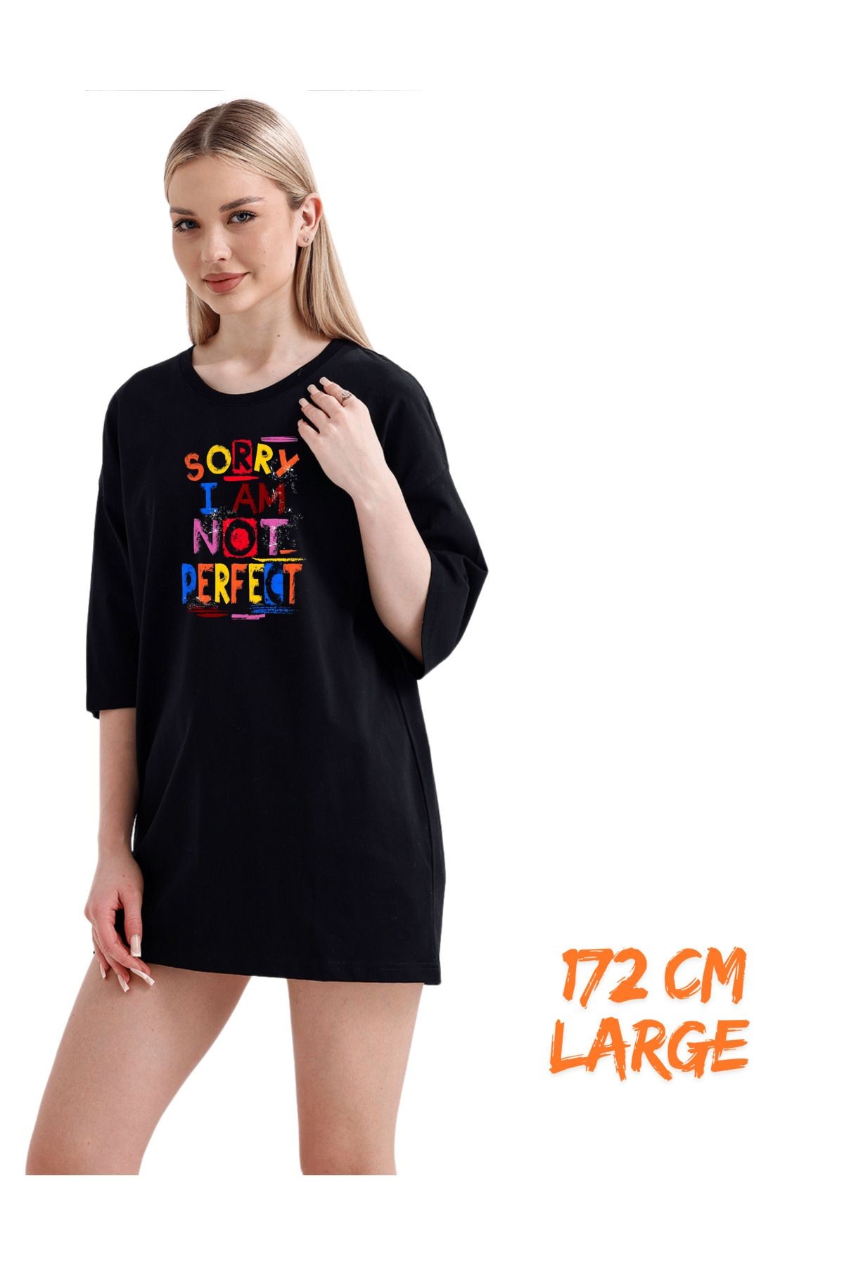 Digital Baskı DTF  %100 Pamuklu Oversize Tişört - Sorry Temalı image