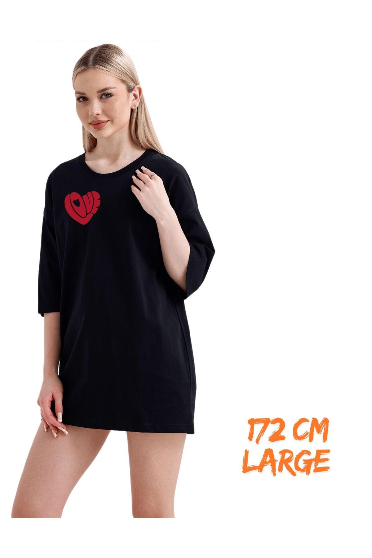 Digital Baskı DTF  %100 Pamuklu Oversize Tişört - Love Temalı