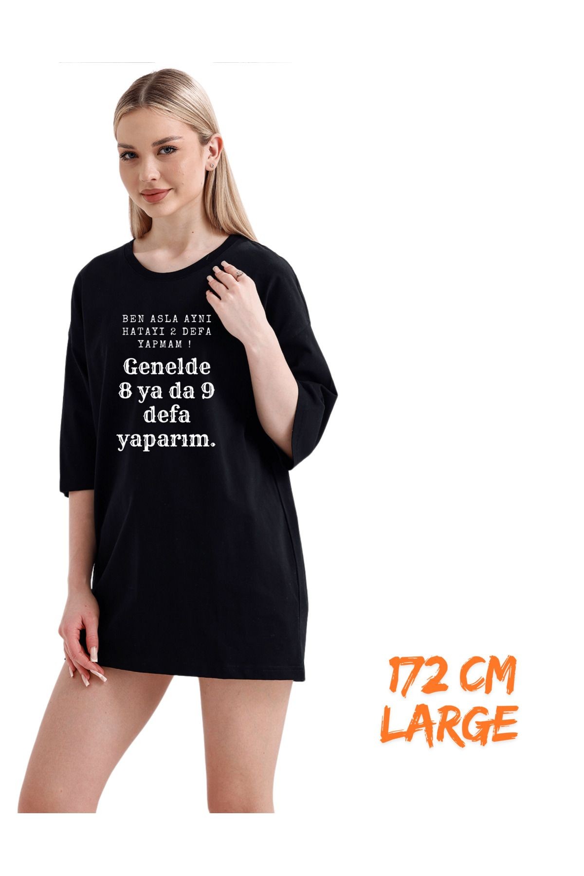 Digital Baskı Dtf %100 Pamuklu Oversize Tişört Hata Yapmam Temalı image